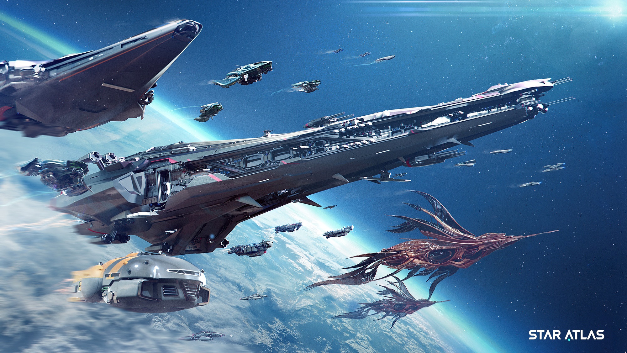Star Atlas Spaceships in Orbit HD Wallpaper
