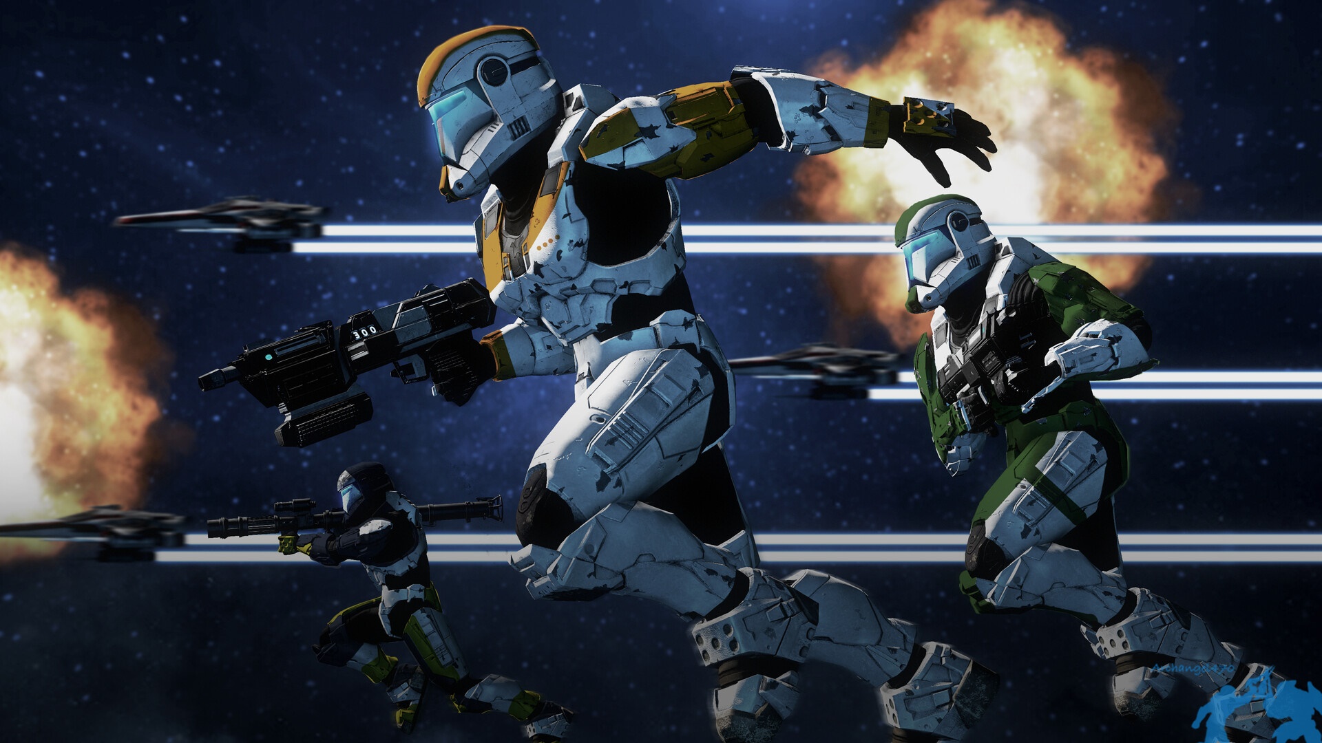 Clone Troopers in Space Battle HD Wallpaper