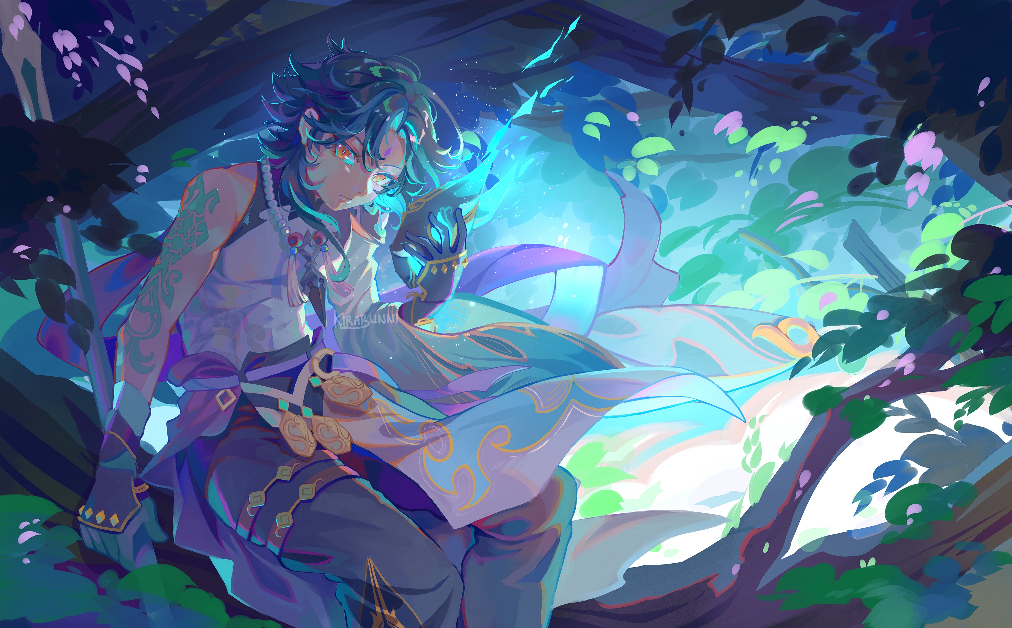 Xiao from Genshin Impact with a mask HD Wallpaper