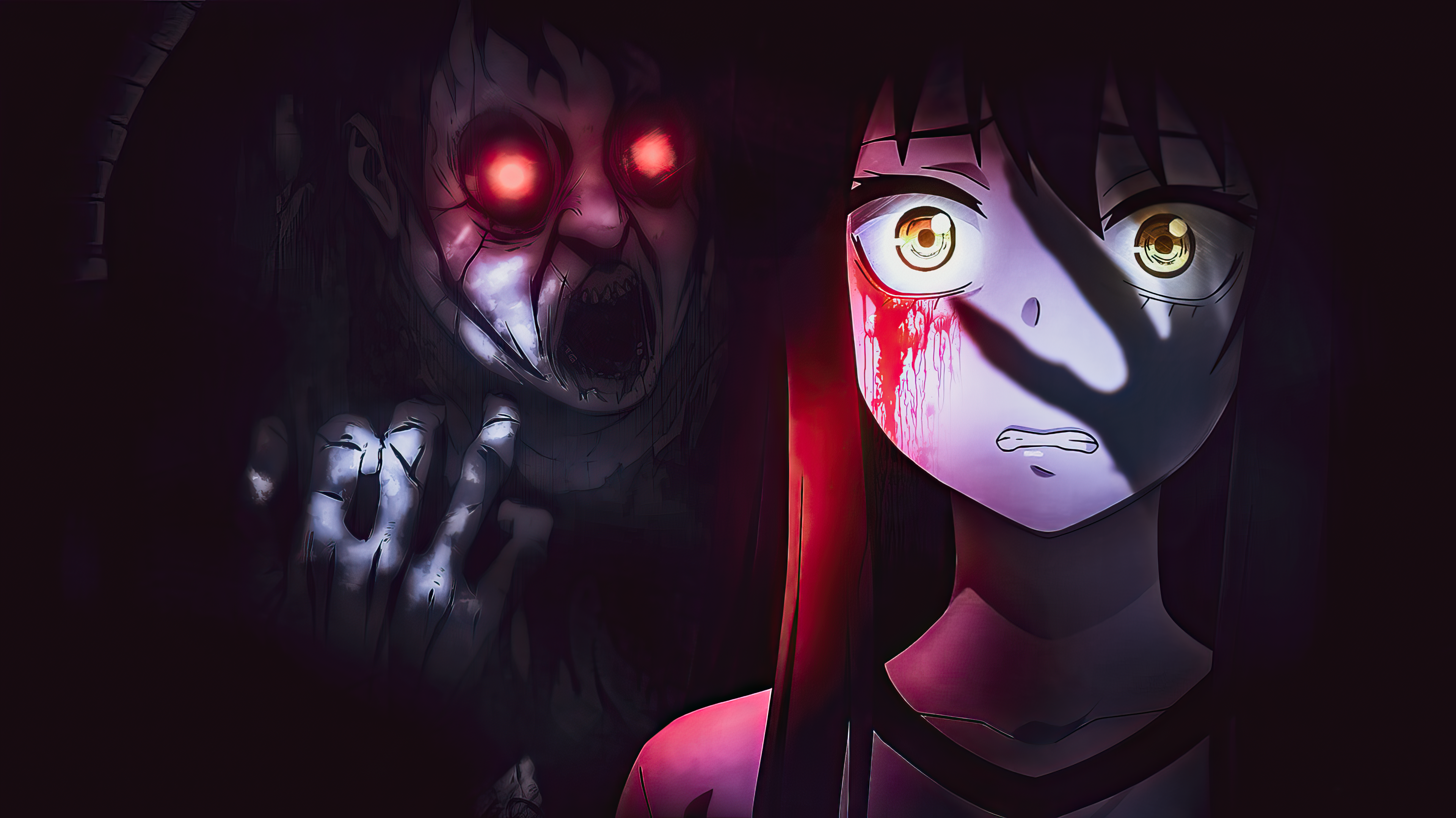 Mieruko-chan Miko Yotsuya and a monster HD Wallpaper