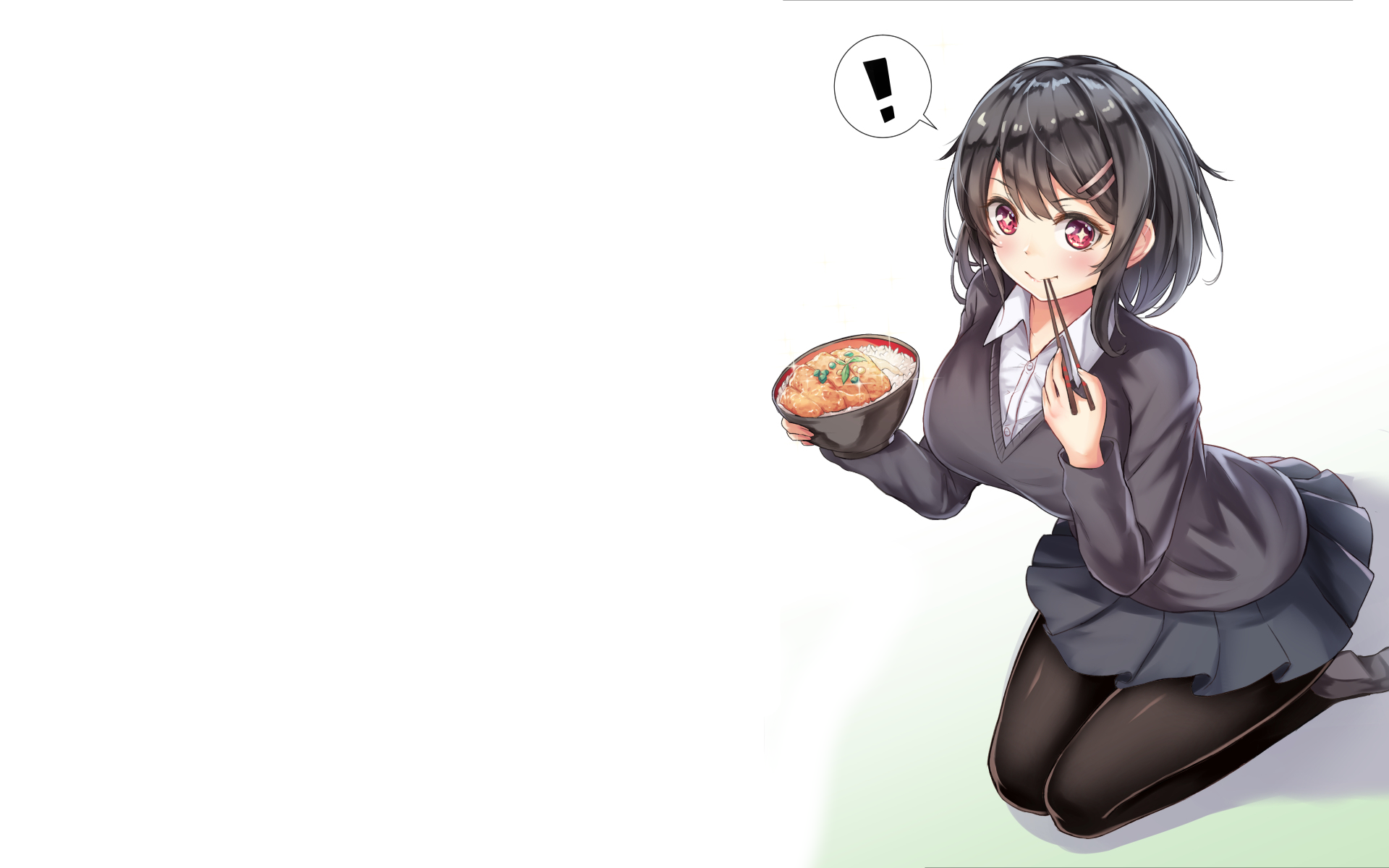 Girl eating rice bowl with chopsticks HD Wallpaper