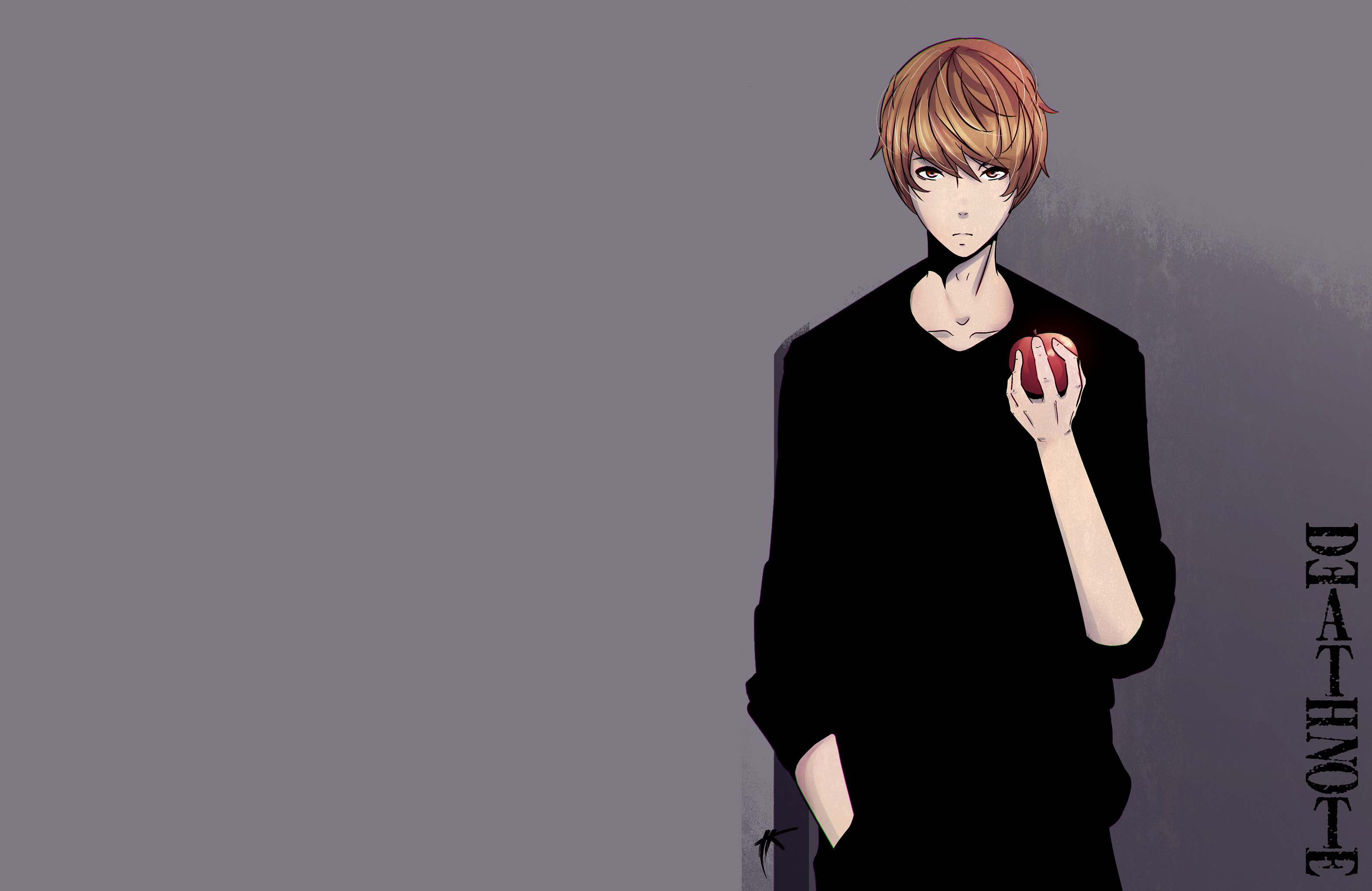 Light Yagami from Death Note holding an apple HD Wallpaper