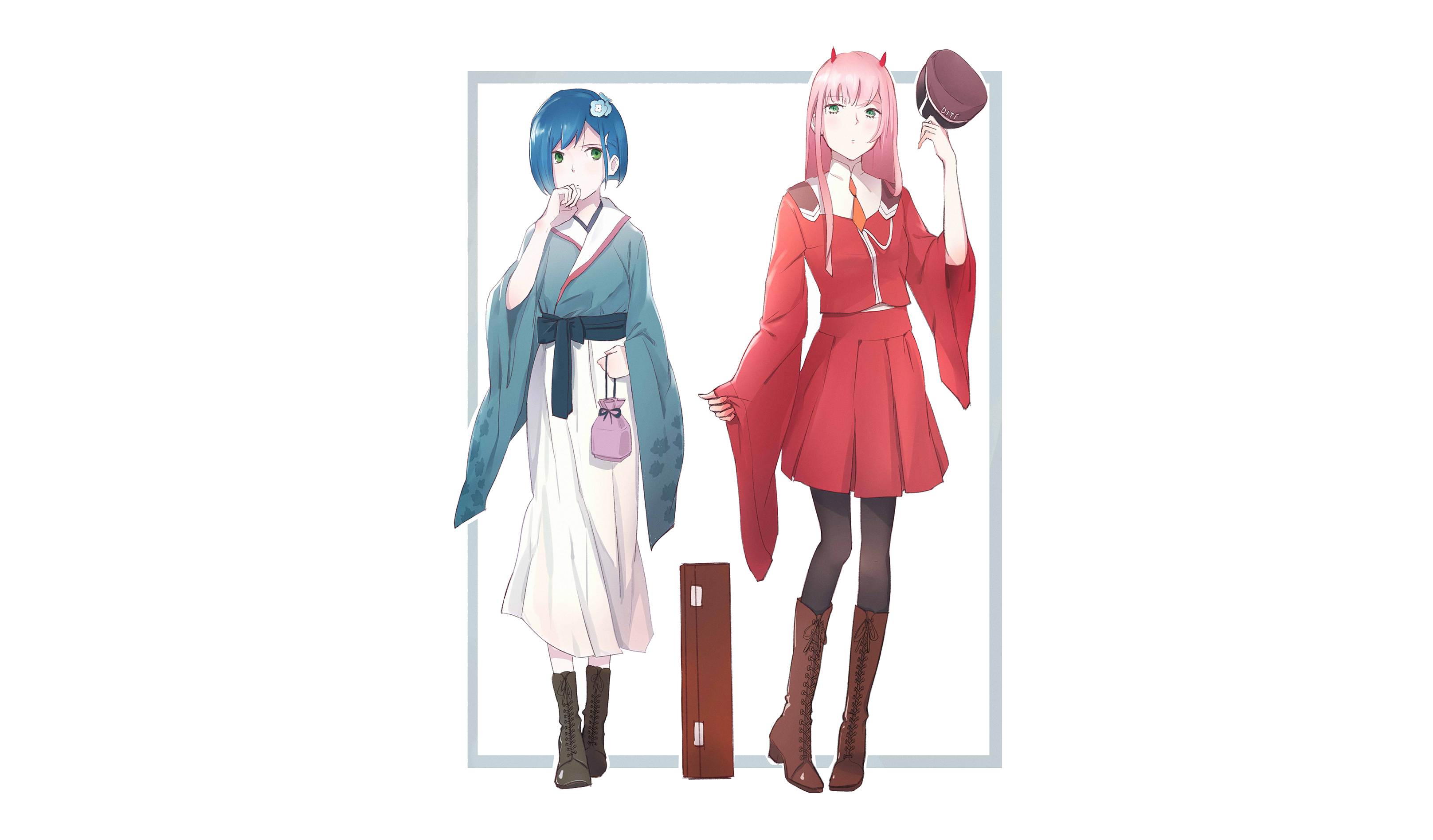 Ichigo and Zero Two from Darling in the FranXX HD Wallpaper