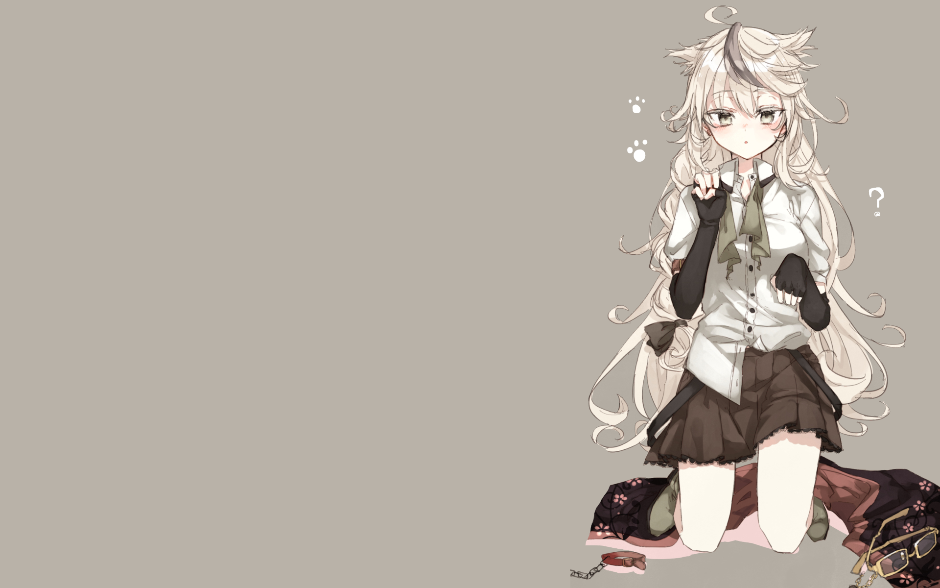 Anime girl with cat ears and tail HD Wallpaper