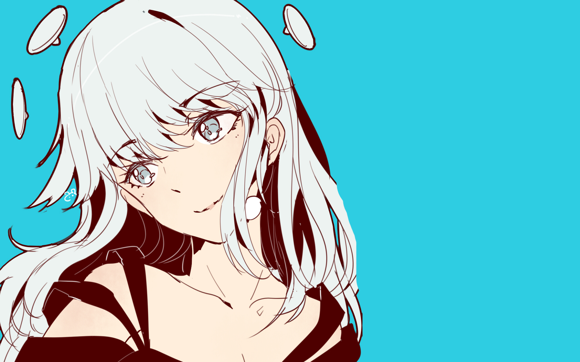 Girl with white hair and blue eyes HD Wallpaper