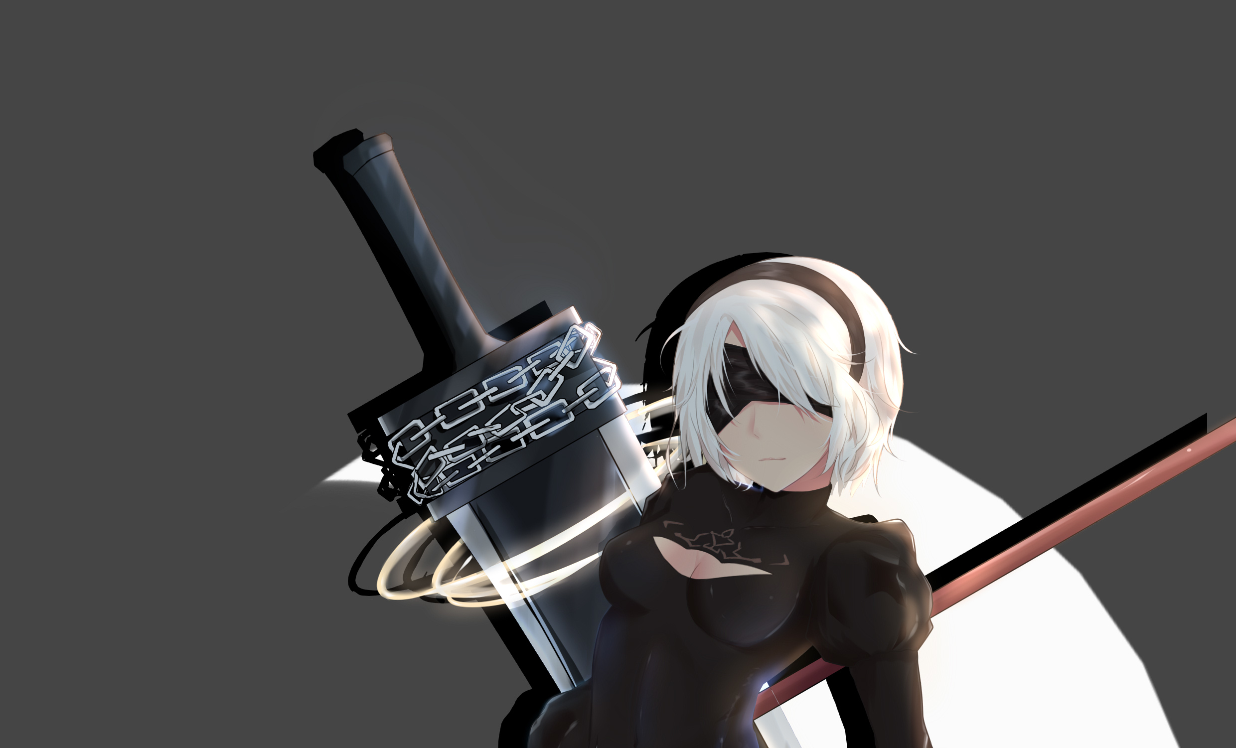 2B from NieR: Automata with a large sword HD Wallpaper