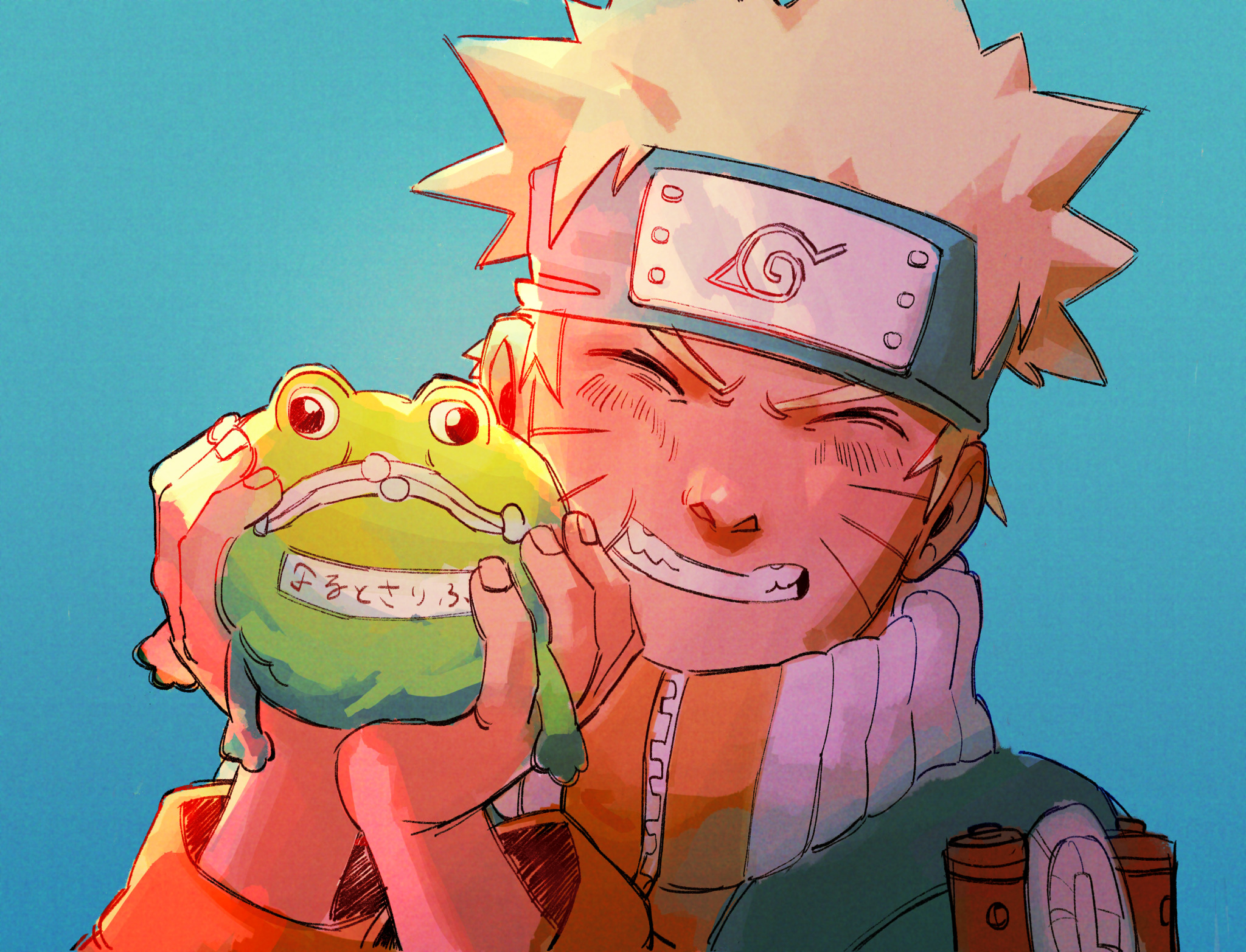 Naruto Uzumaki holding a frog purse HD Wallpaper