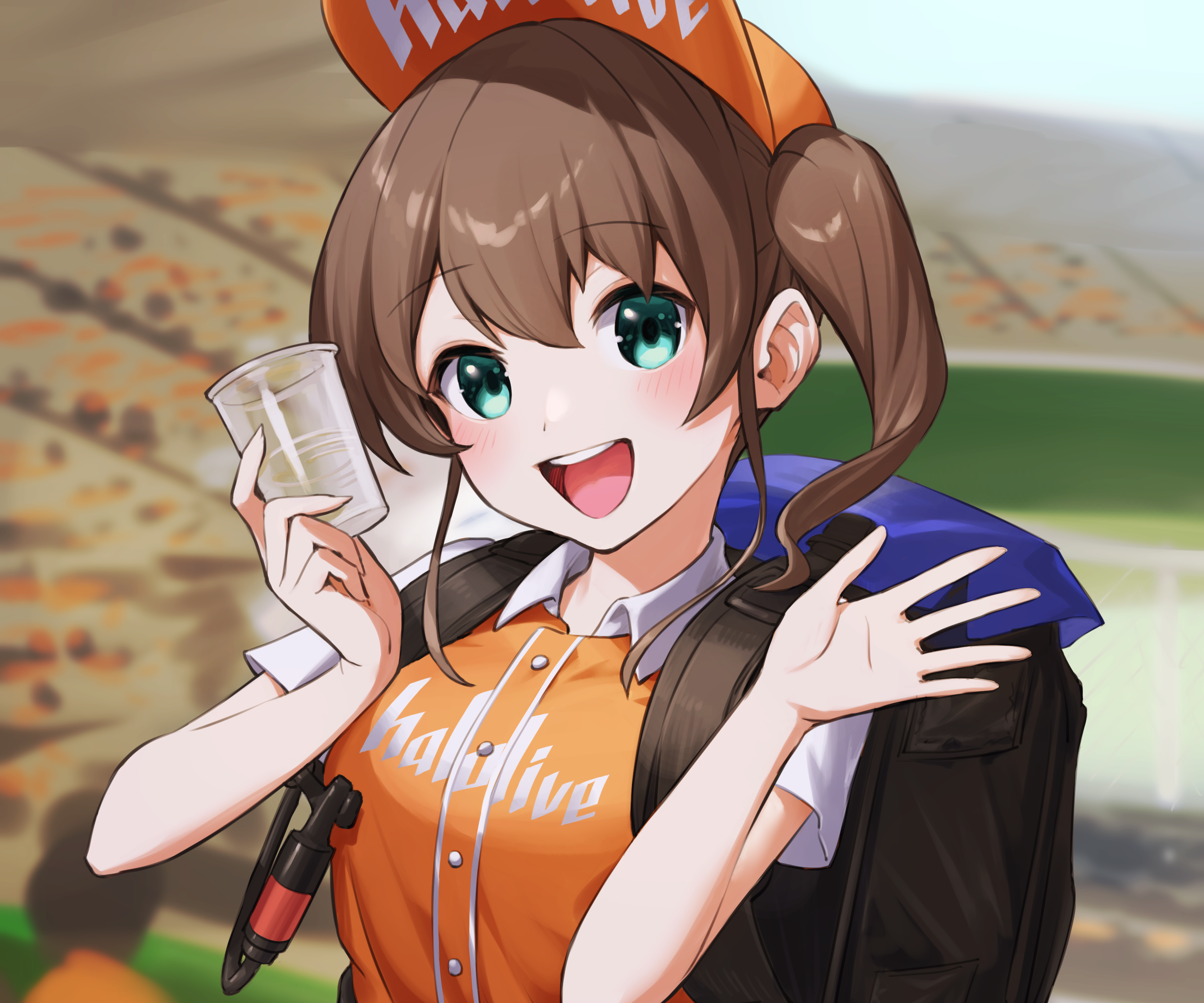 Natsuiro Matsuri from Hololive holding a drink HD Wallpaper