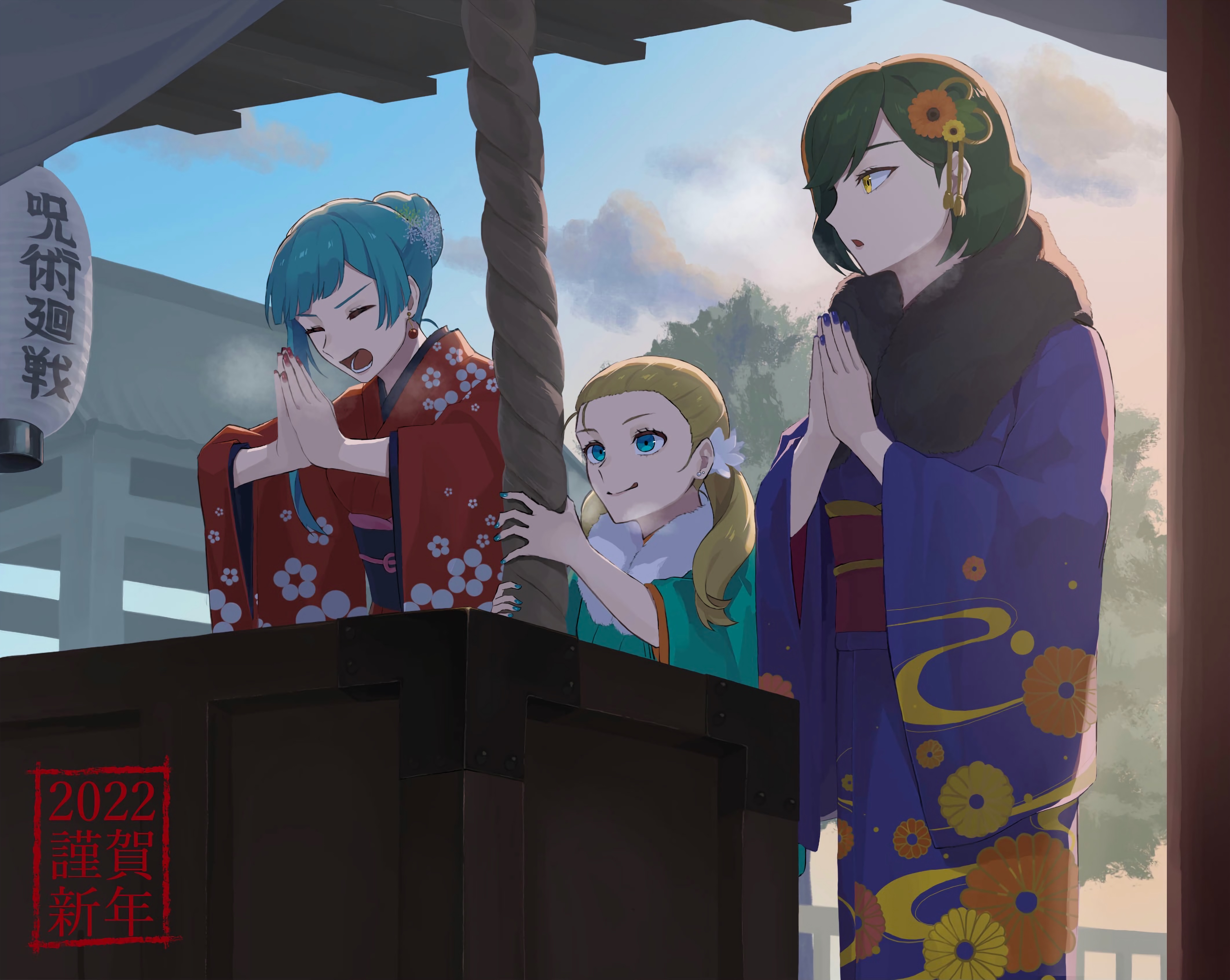 Kasumi Miwa, Momo Nishimiya, and Mai Zenin in Kimono HD Wallpaper