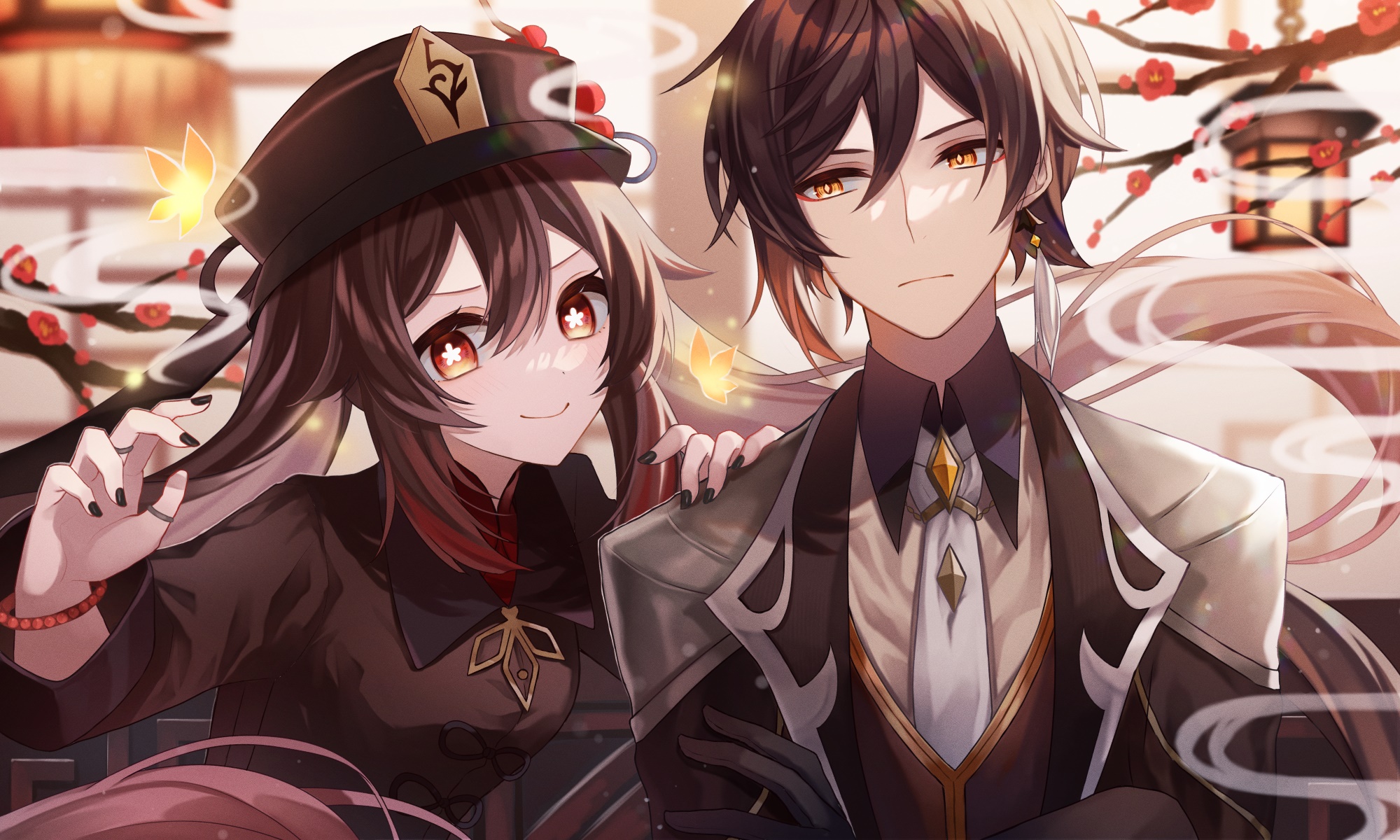 Hu Tao and Zhongli from Genshin Impact HD Wallpaper