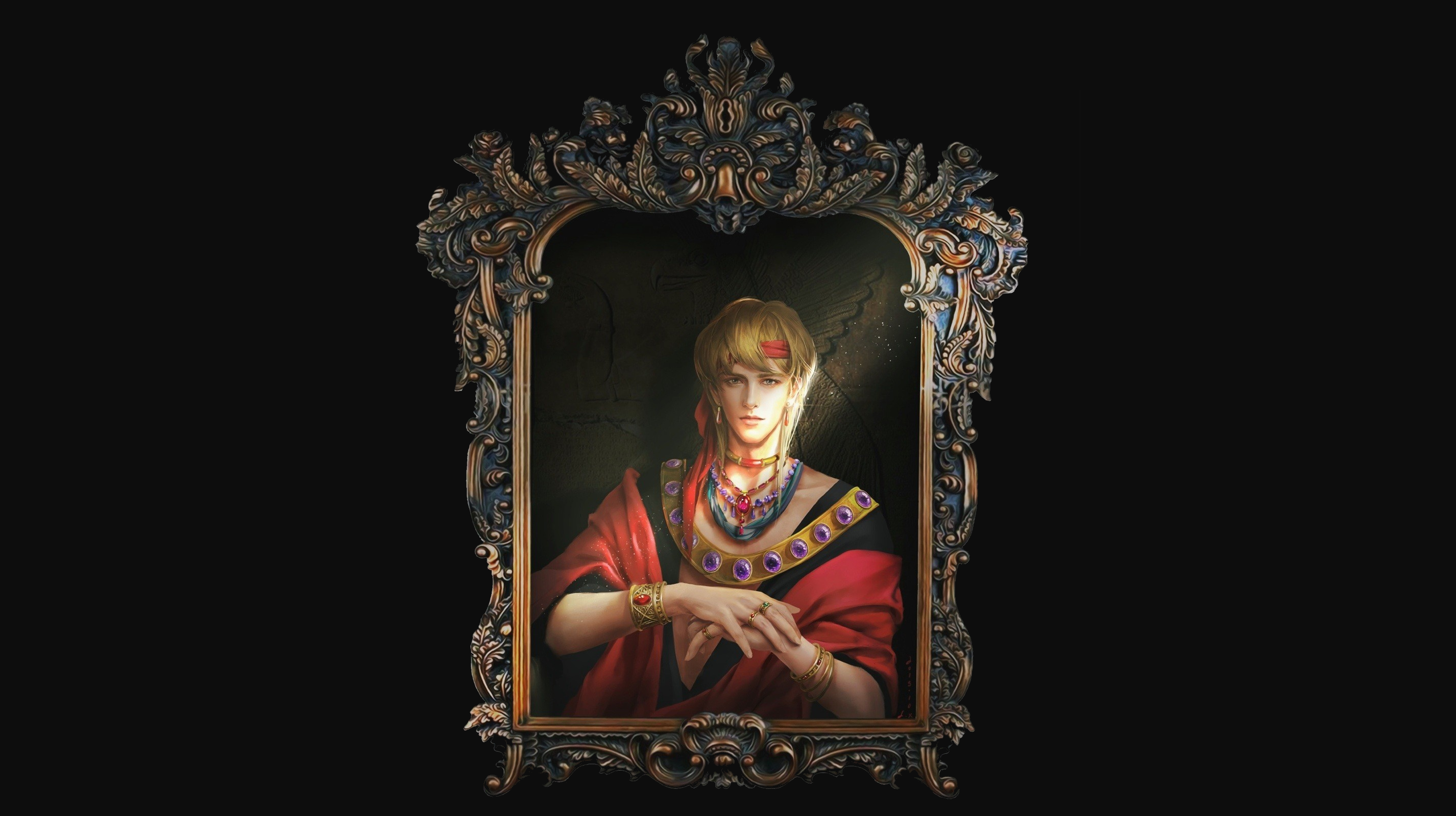 Portrait of a young man in ornate frame HD Wallpaper