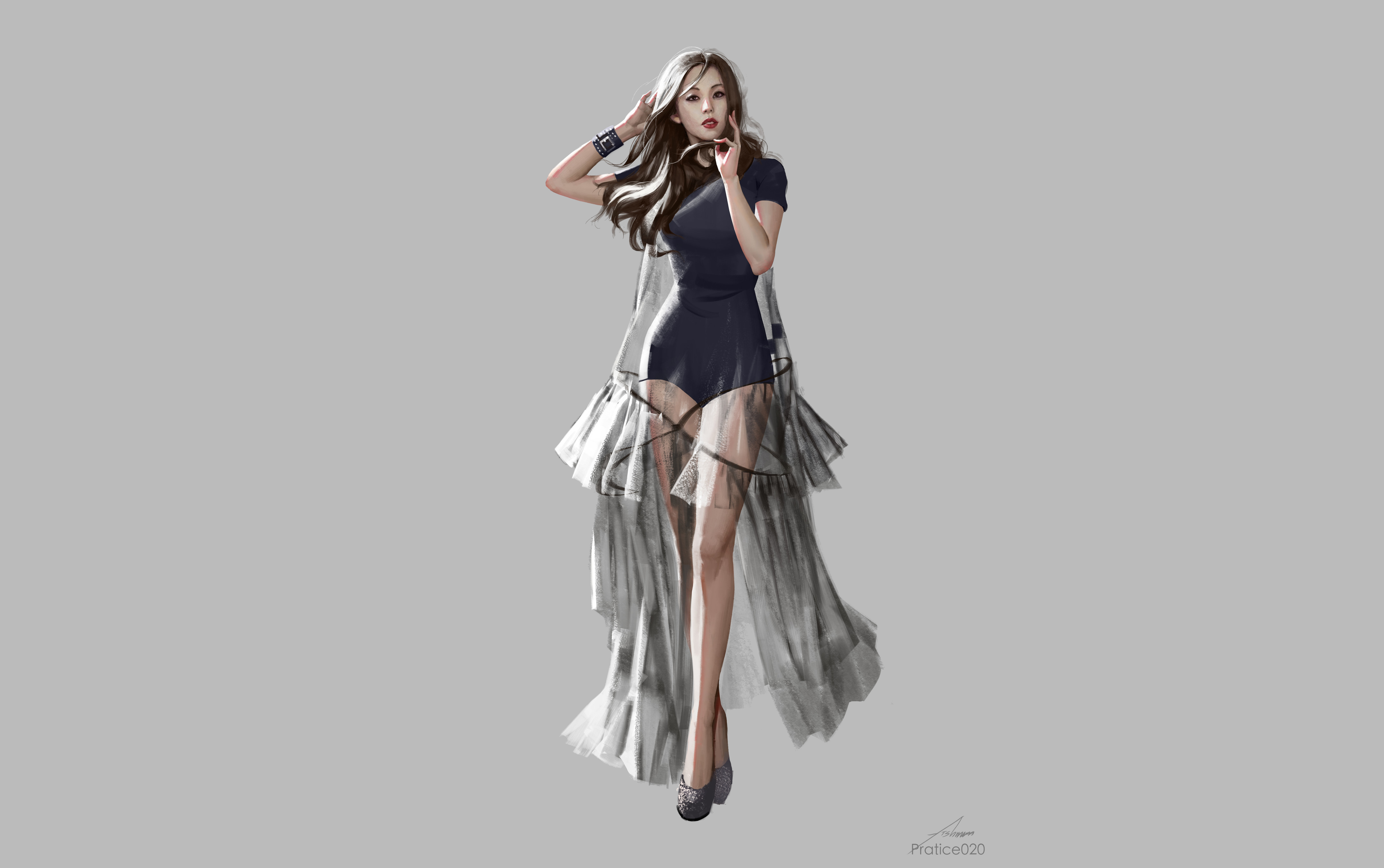 Asian Woman in Elegant Dress HD Wallpaper