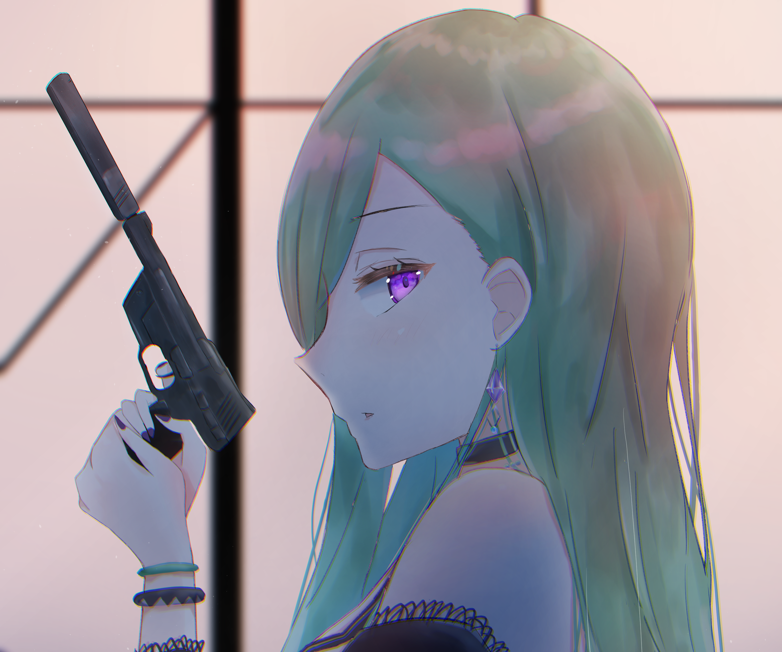 Yakumo Beni from VSPO! holding a gun HD Wallpaper