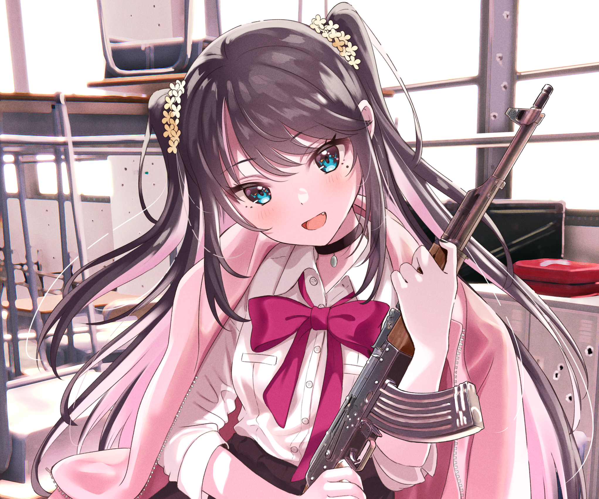 Kaga Nazuna from VSPO! holding a rifle HD Wallpaper
