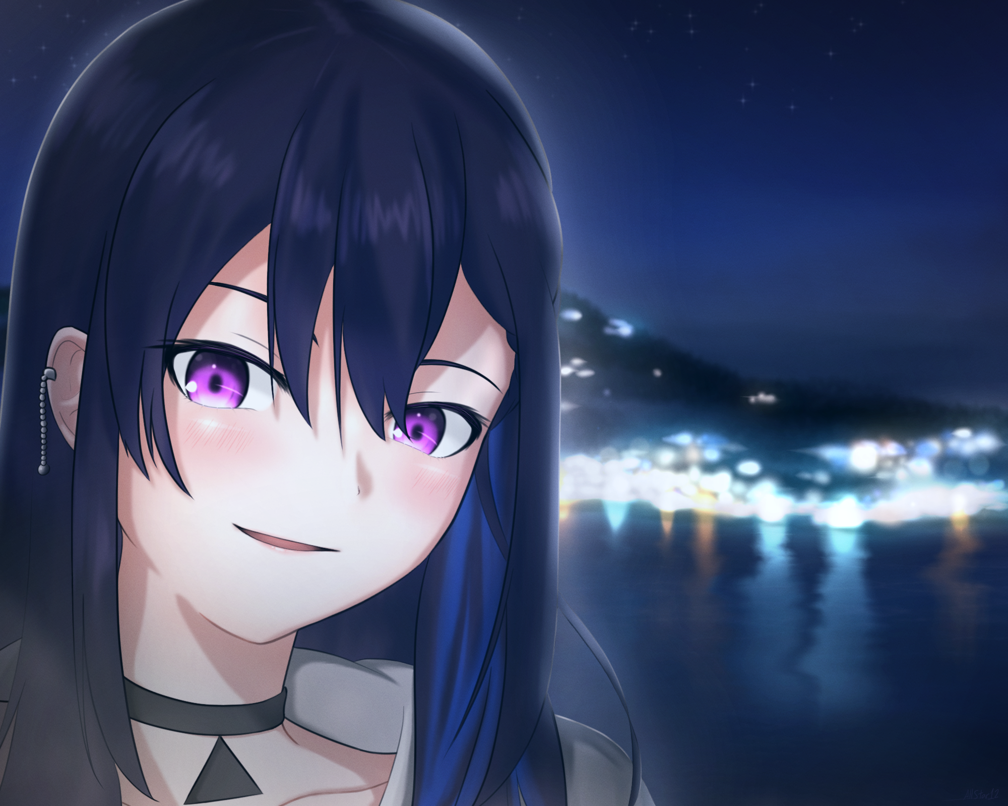 Ichinose Uruha from VSPO! at night HD Wallpaper