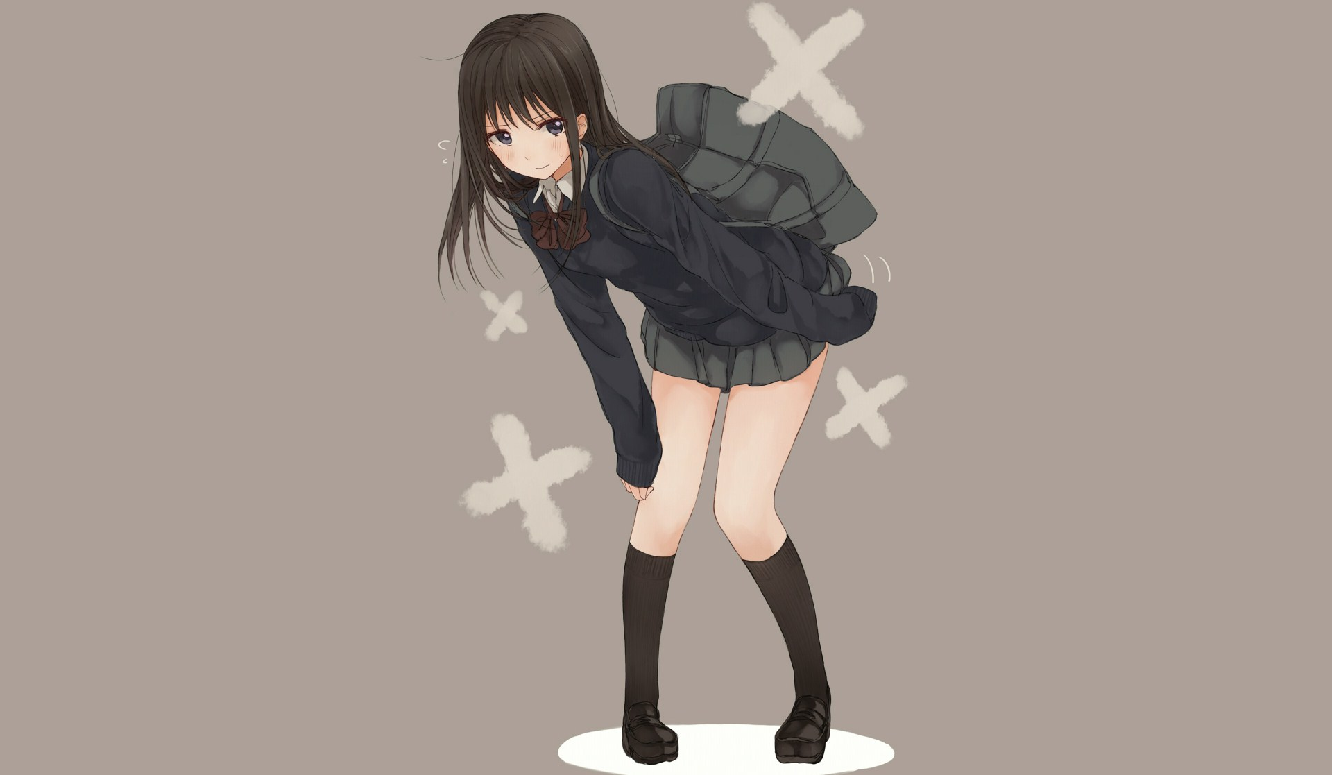 Anime girl in school uniform with backpack HD Wallpaper
