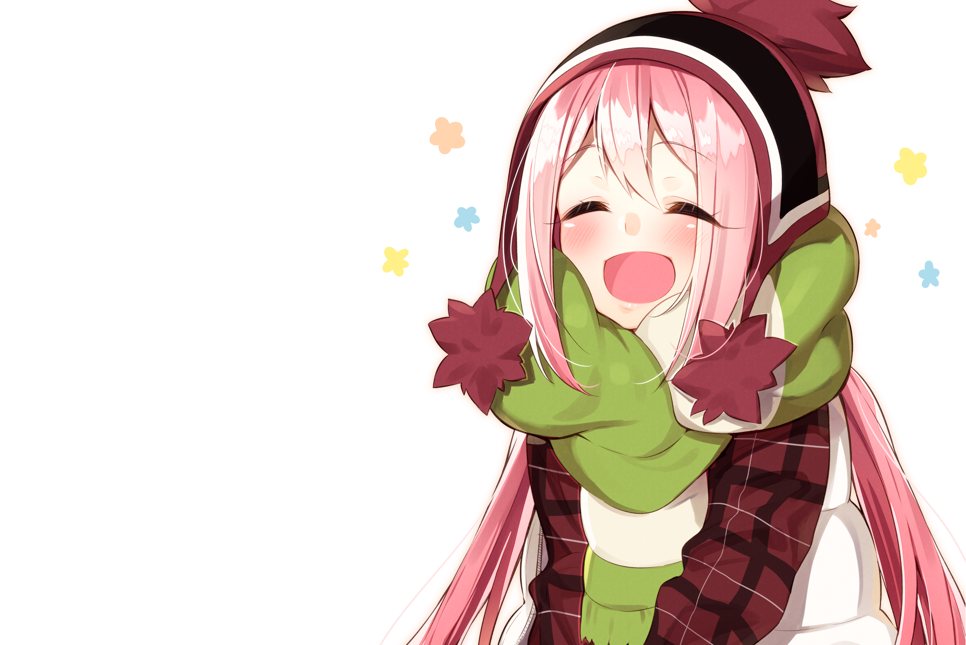 Anime Girl with Pink Hair Wearing Winter Clothes HD Wallpaper