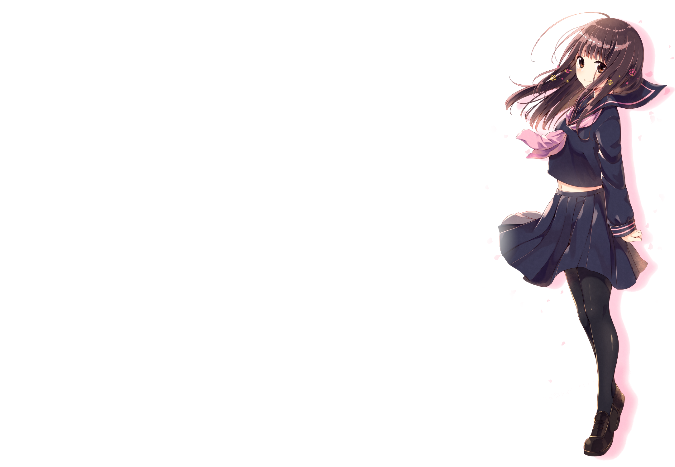 Anime girl in school uniform HD Wallpaper