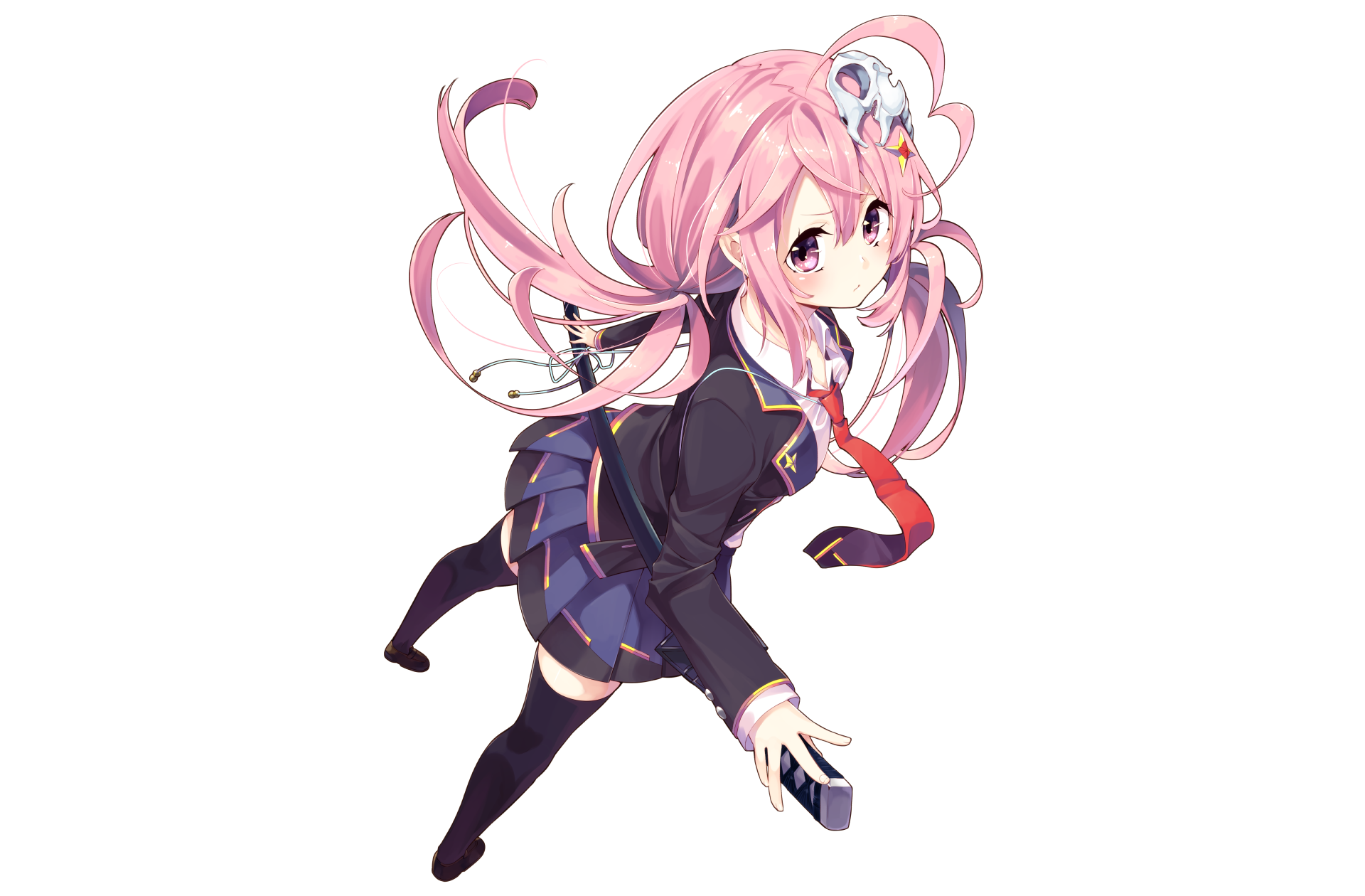 Girl with pink hair and skull accessory HD Wallpaper