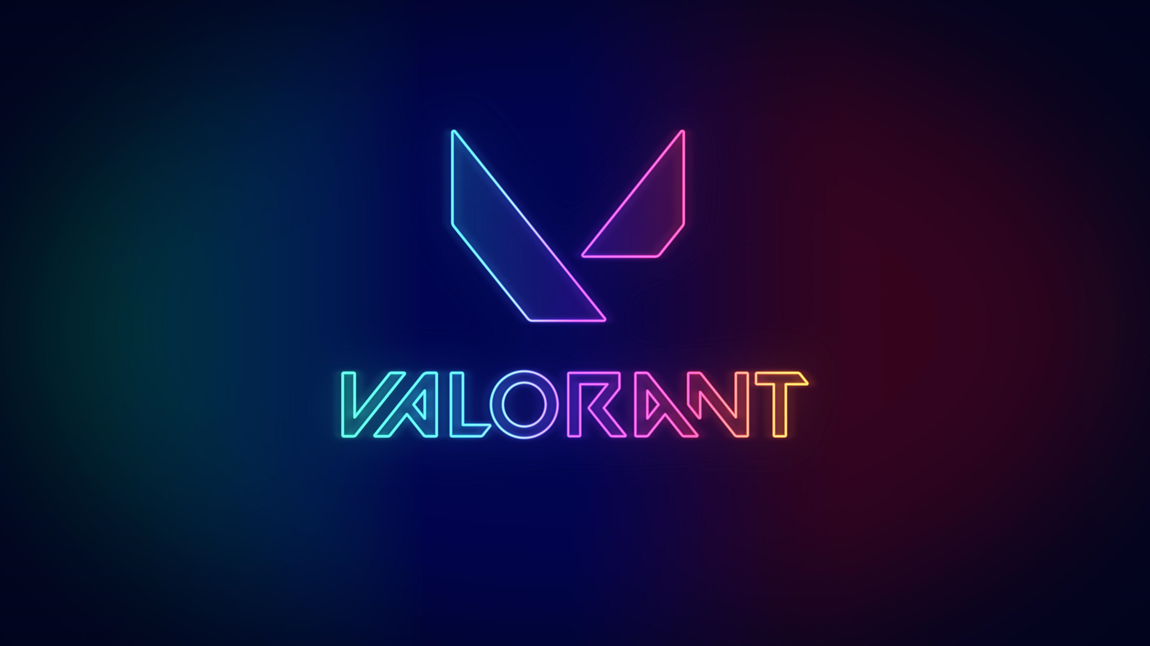 Valorant logo with neon glow HD Wallpaper
