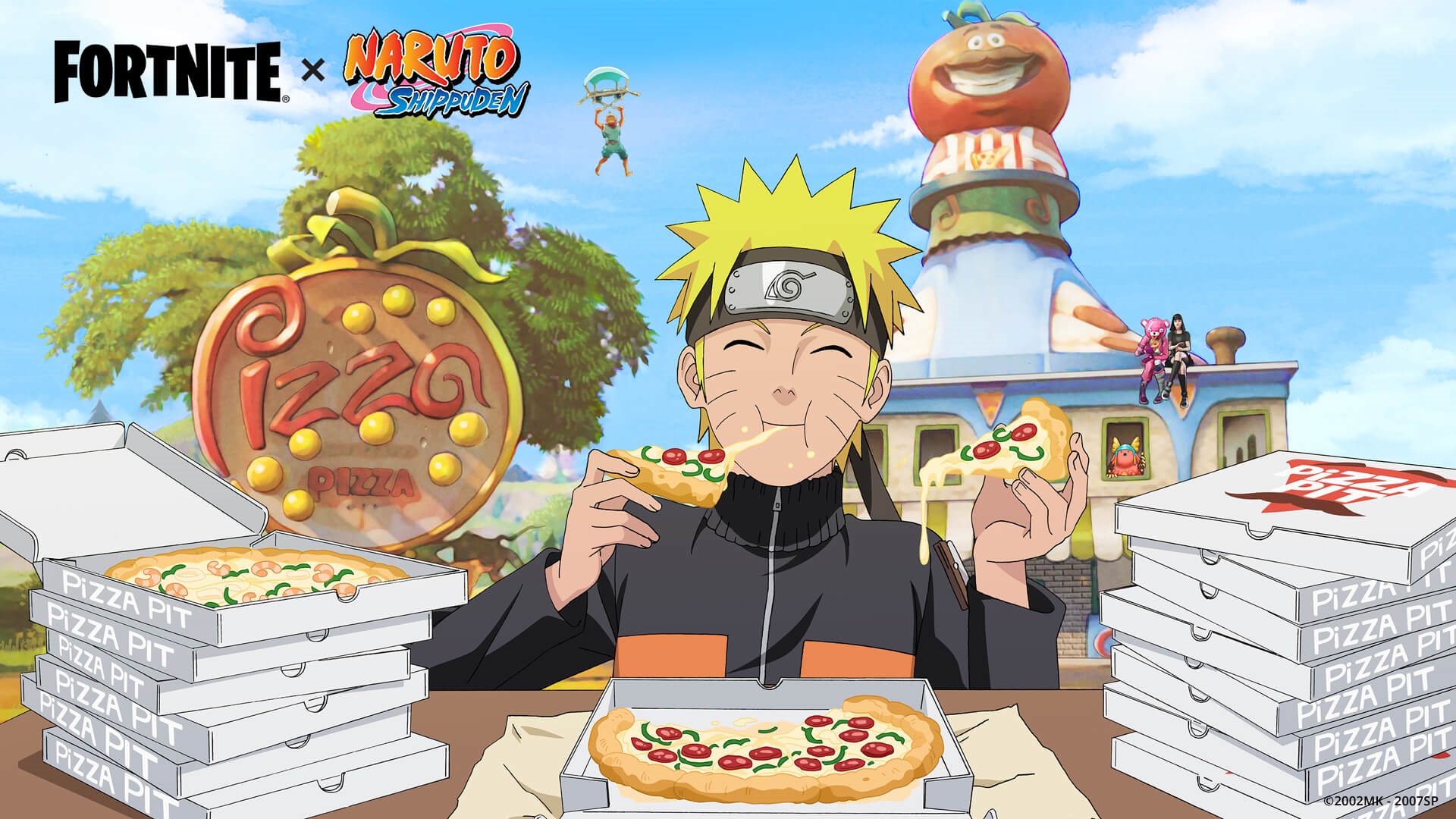 Naruto Uzumaki from Fortnite Shippuden eating pizza HD Wallpaper