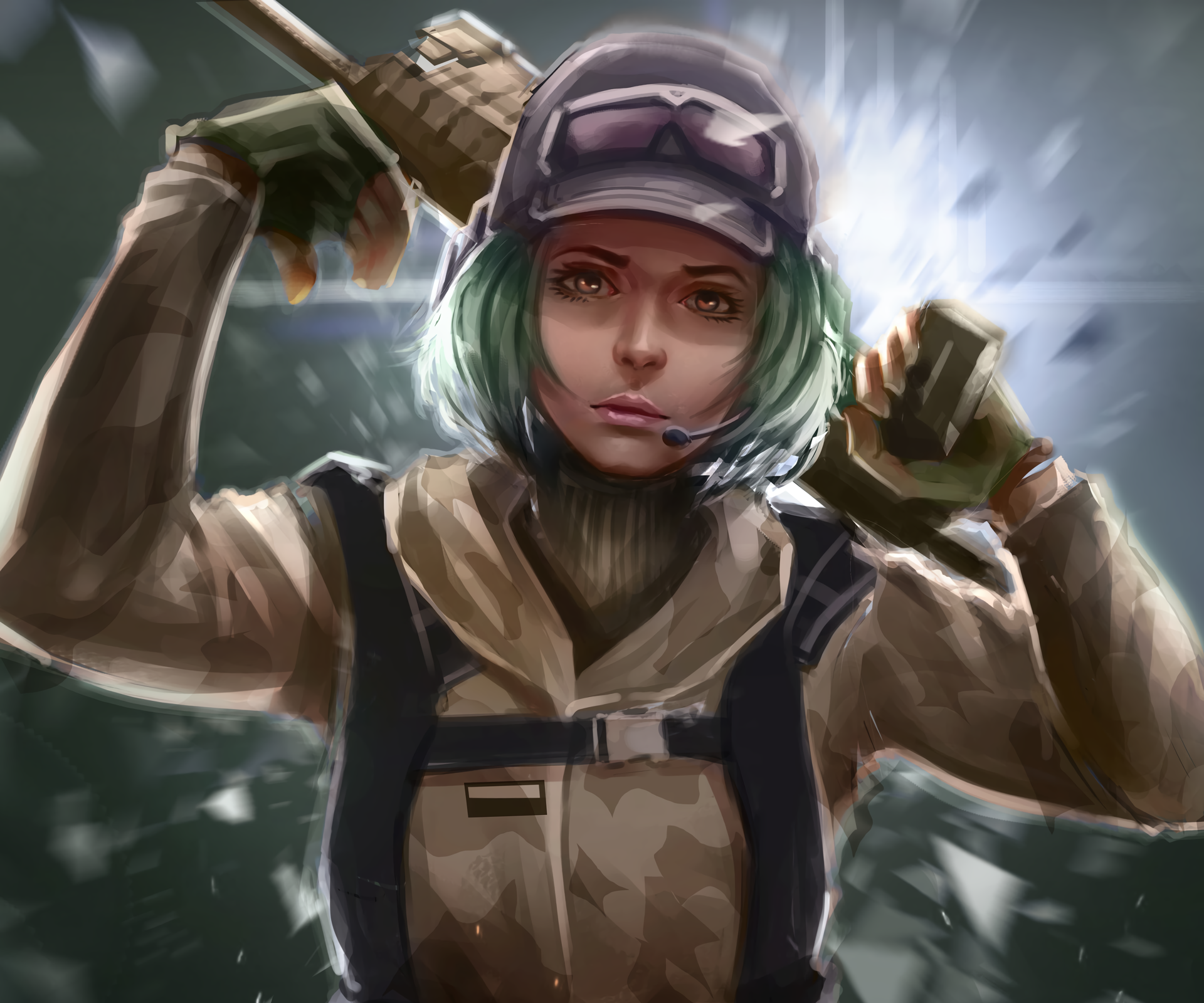 Ela from Tom Clancy's Rainbow Six Siege holding a rifle HD Wallpaper