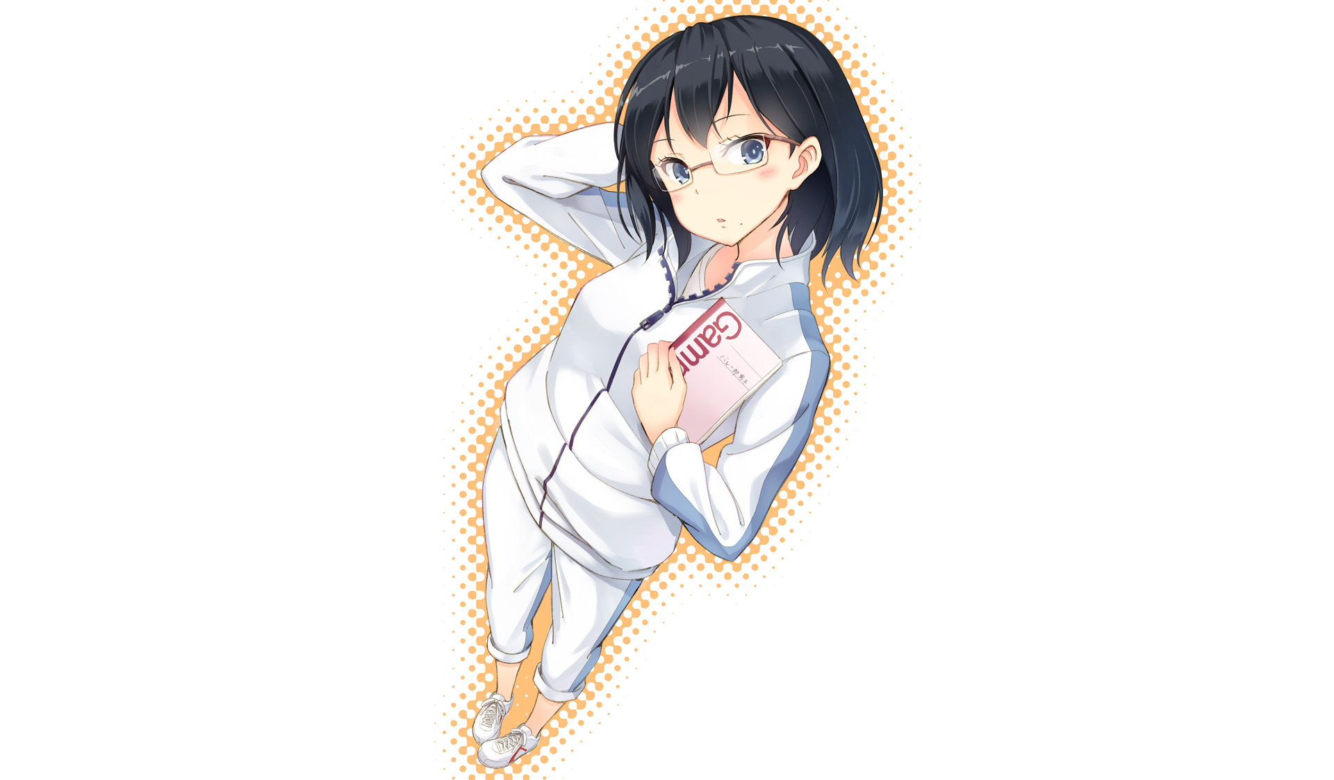 Girl in tracksuit holding a book HD Wallpaper