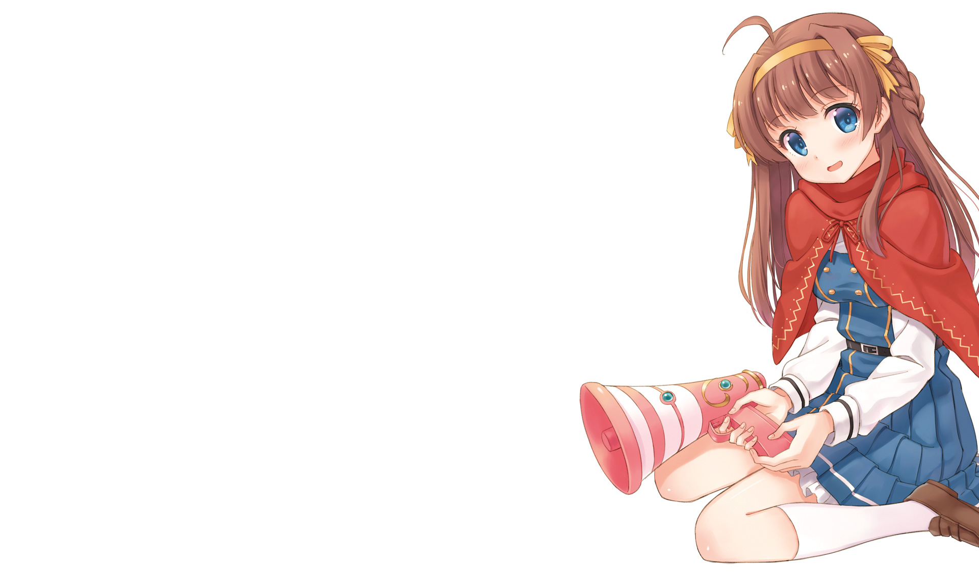 Anime girl with megaphone and book HD Wallpaper