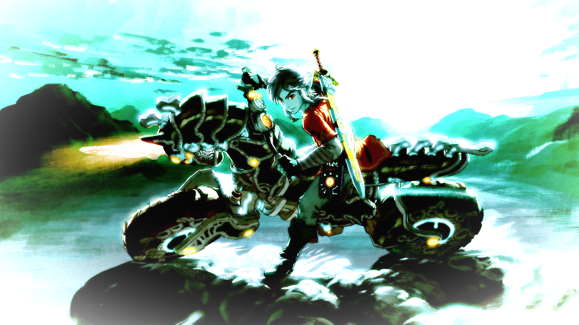 Link on the Master Cycle from The Legend of Zelda HD Wallpaper