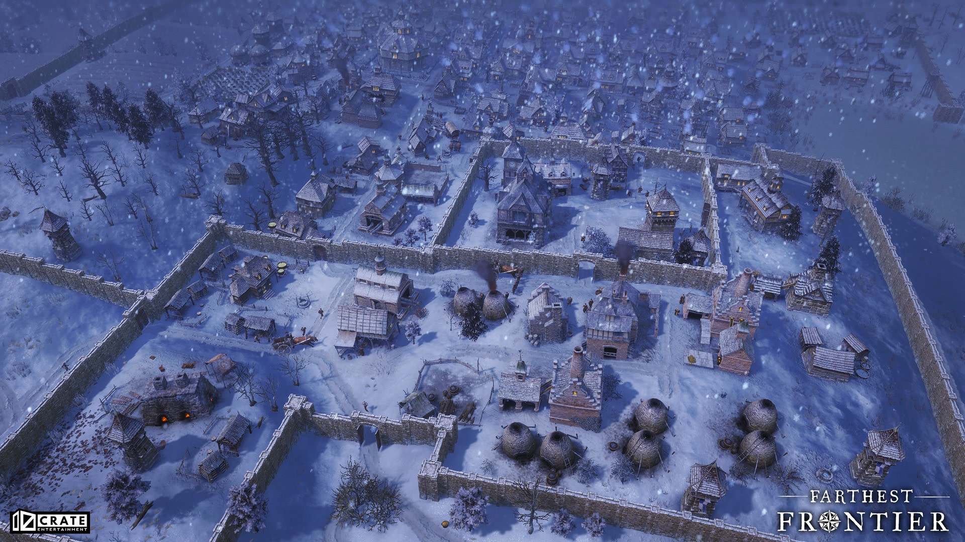 Farthest Frontier village in winter HD Wallpaper