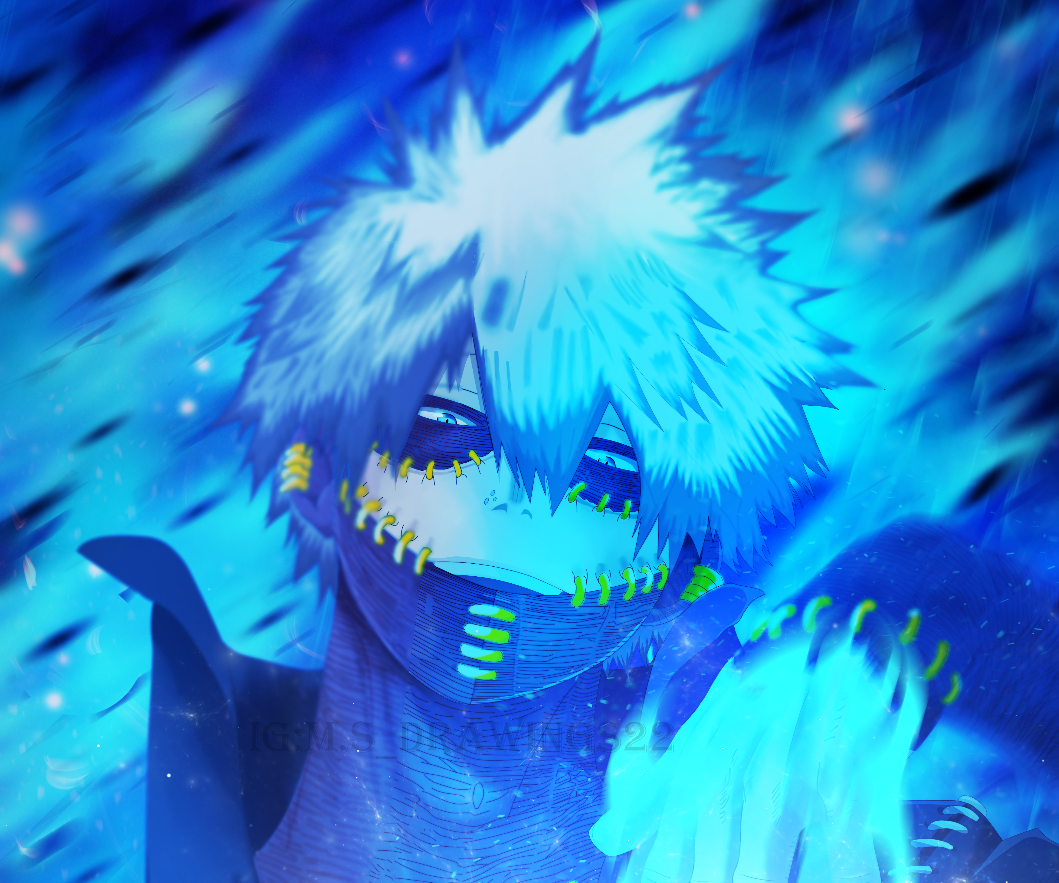 Dabi from My Hero Academia with blue flames HD Wallpaper