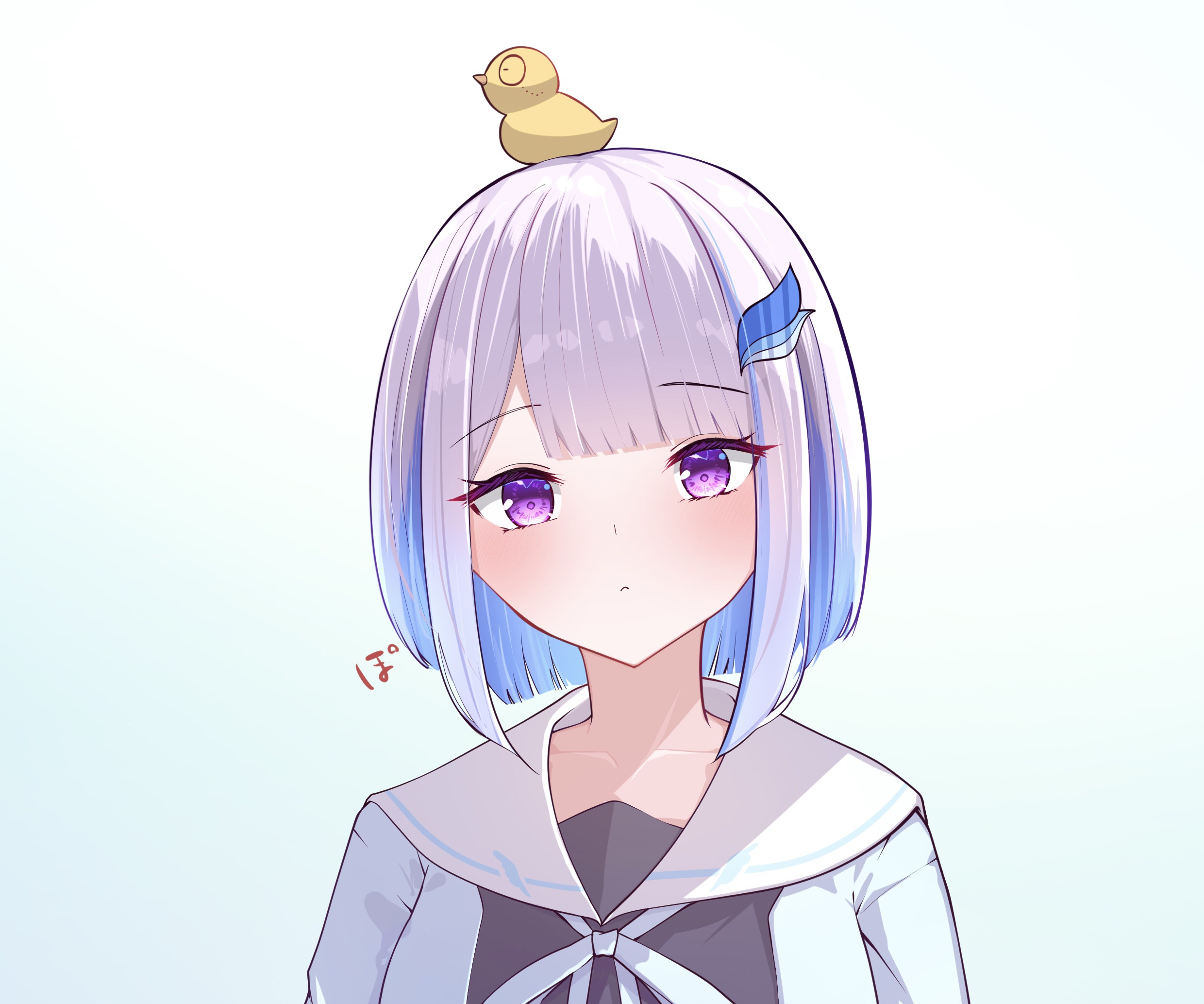 Lize Helesta from Nijisanji with a duck on her head HD Wallpaper