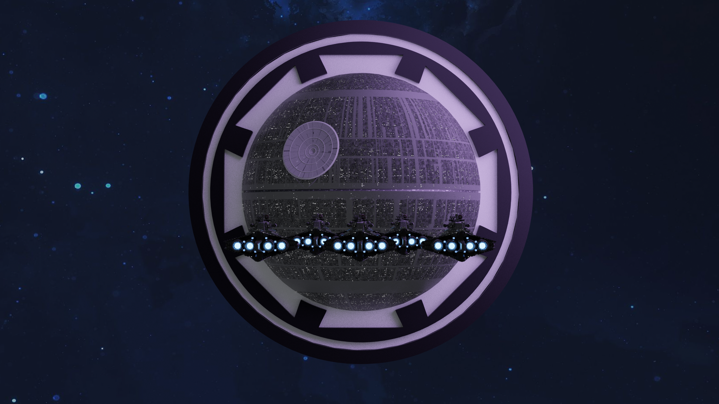 Death Star with Imperial Star Destroyers HD Wallpaper