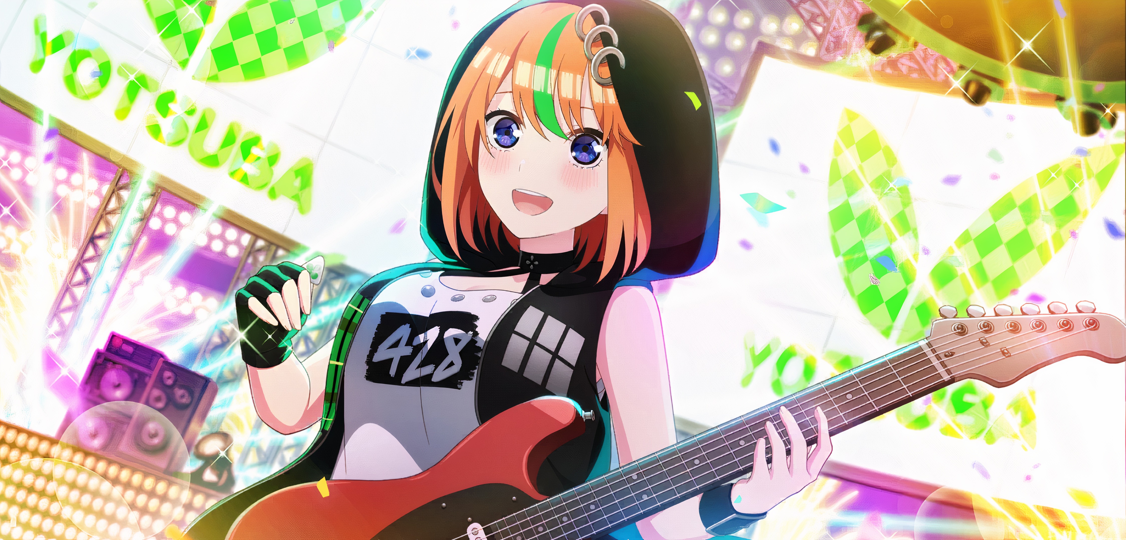 Yotsuba Nakano from The Quintessential Quintuplets playing guitar HD Wallpaper