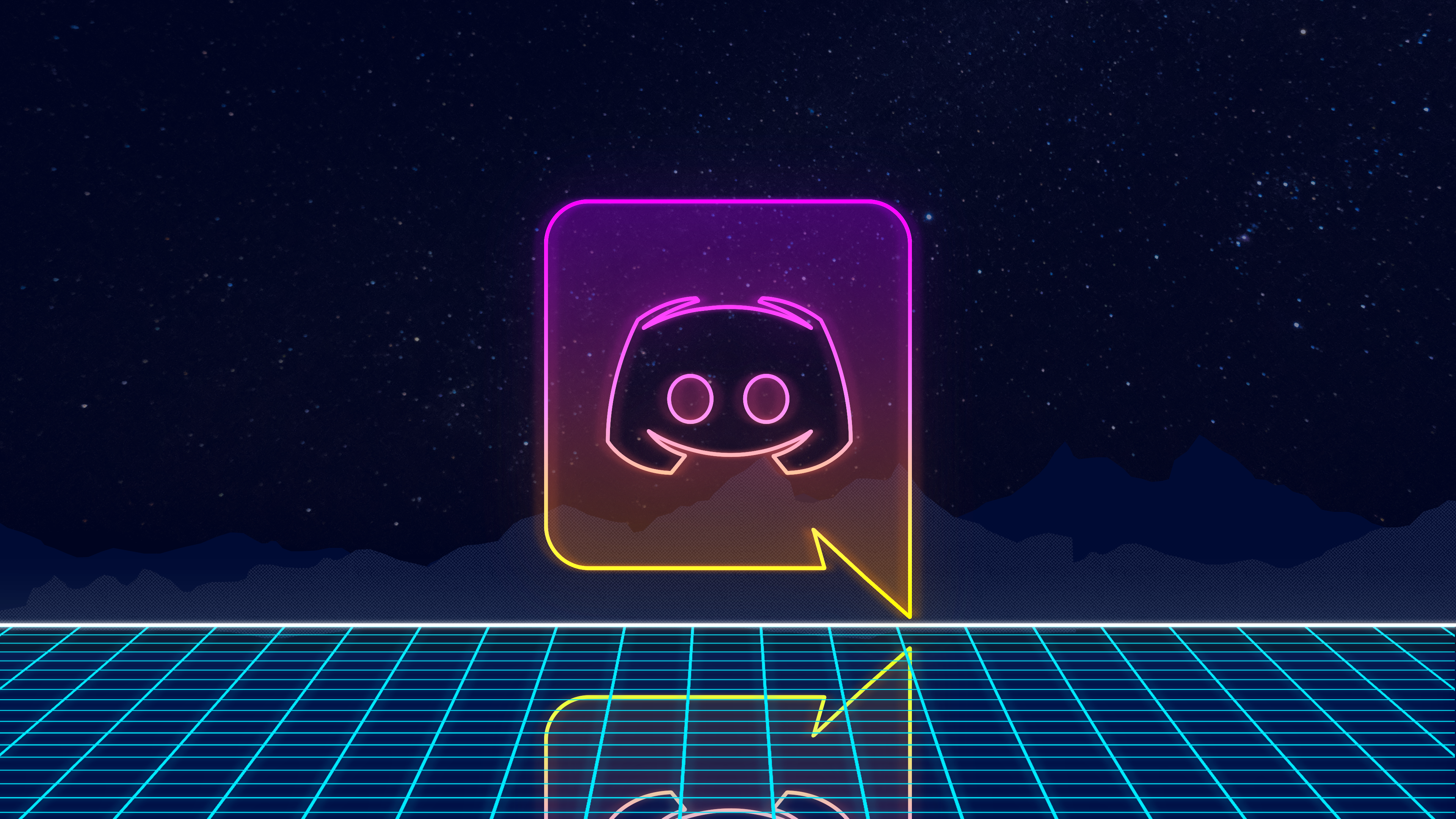 Discord Logo in Neon Retro Style 4K HD Wallpaper