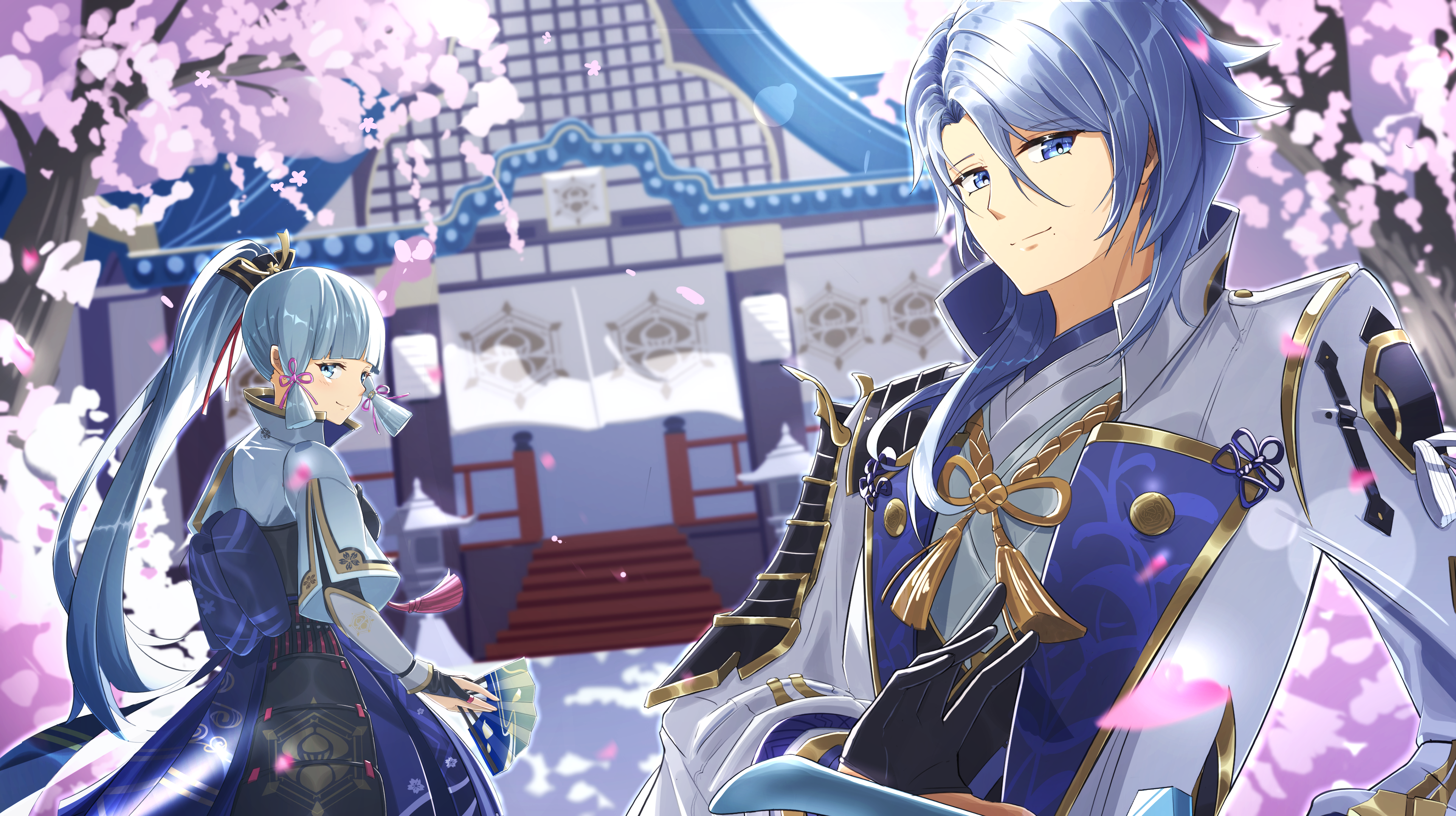 Kamisato Ayato and Kamisato Ayaka from Genshin Impact HD Wallpaper