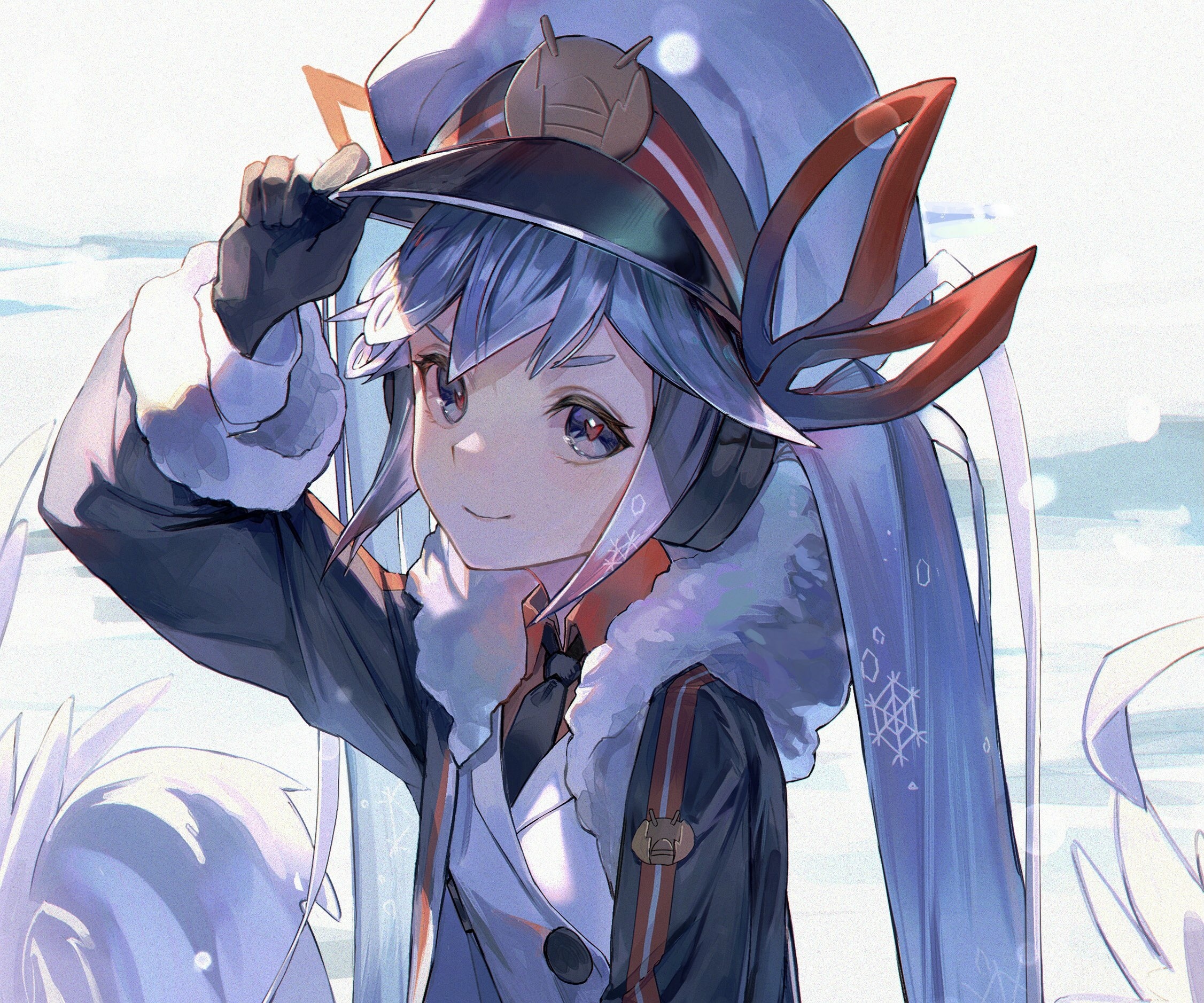 Hatsune Miku from Vocaloid in winter attire HD Wallpaper