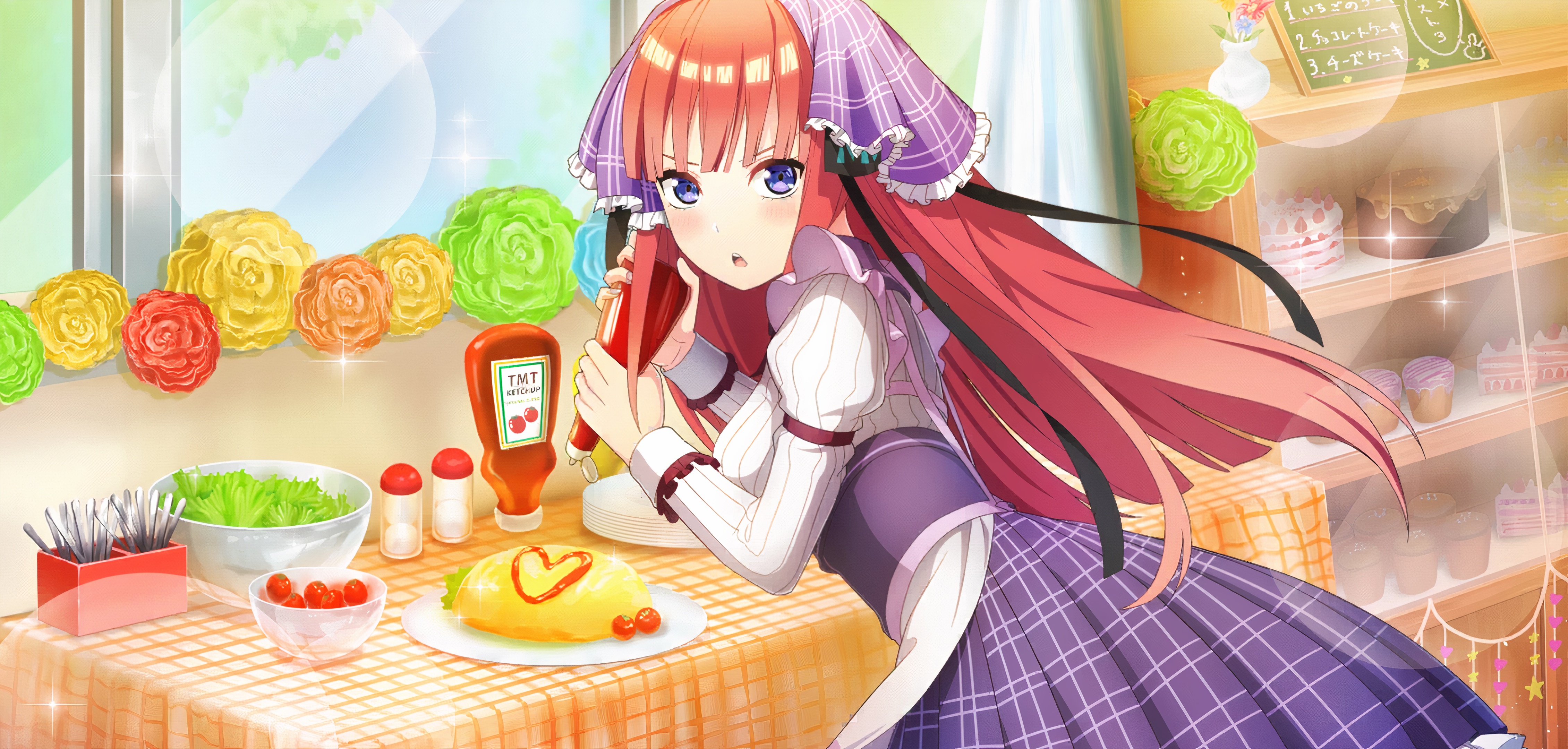 Nino Nakano from The Quintessential Quintuplets in Cafe HD Wallpaper