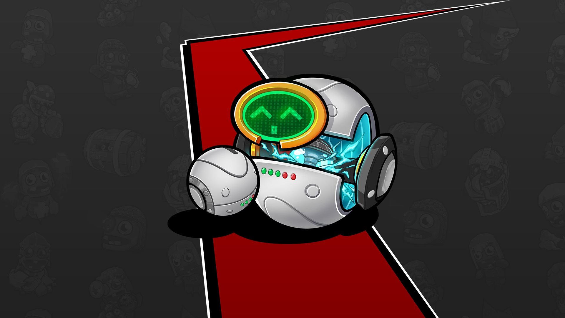 Robot with green smiley face and blue energy HD Wallpaper