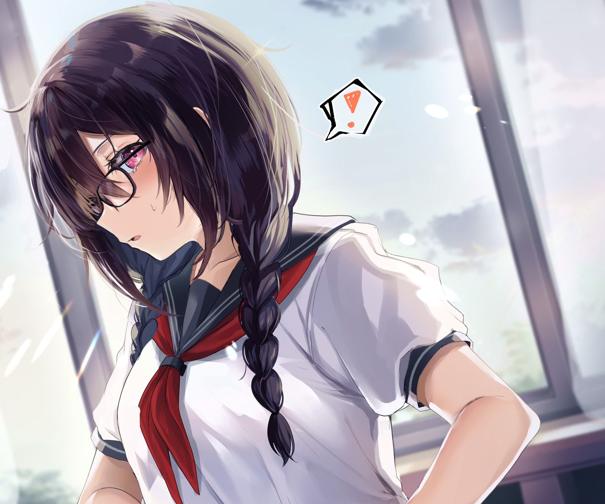 Girl in school uniform with glasses HD Wallpaper