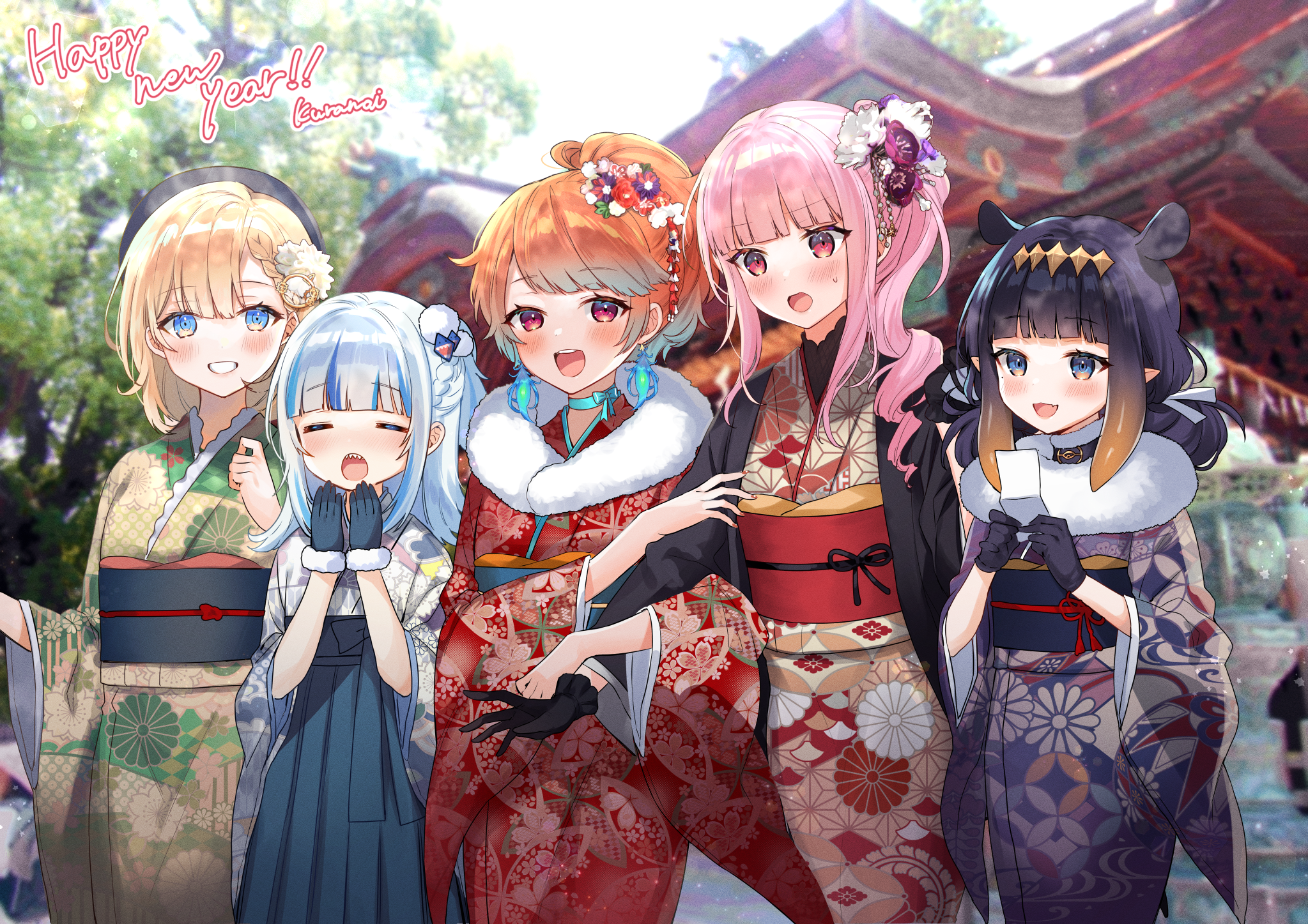 Hololive EN New Year's Kimono HD Wallpaper