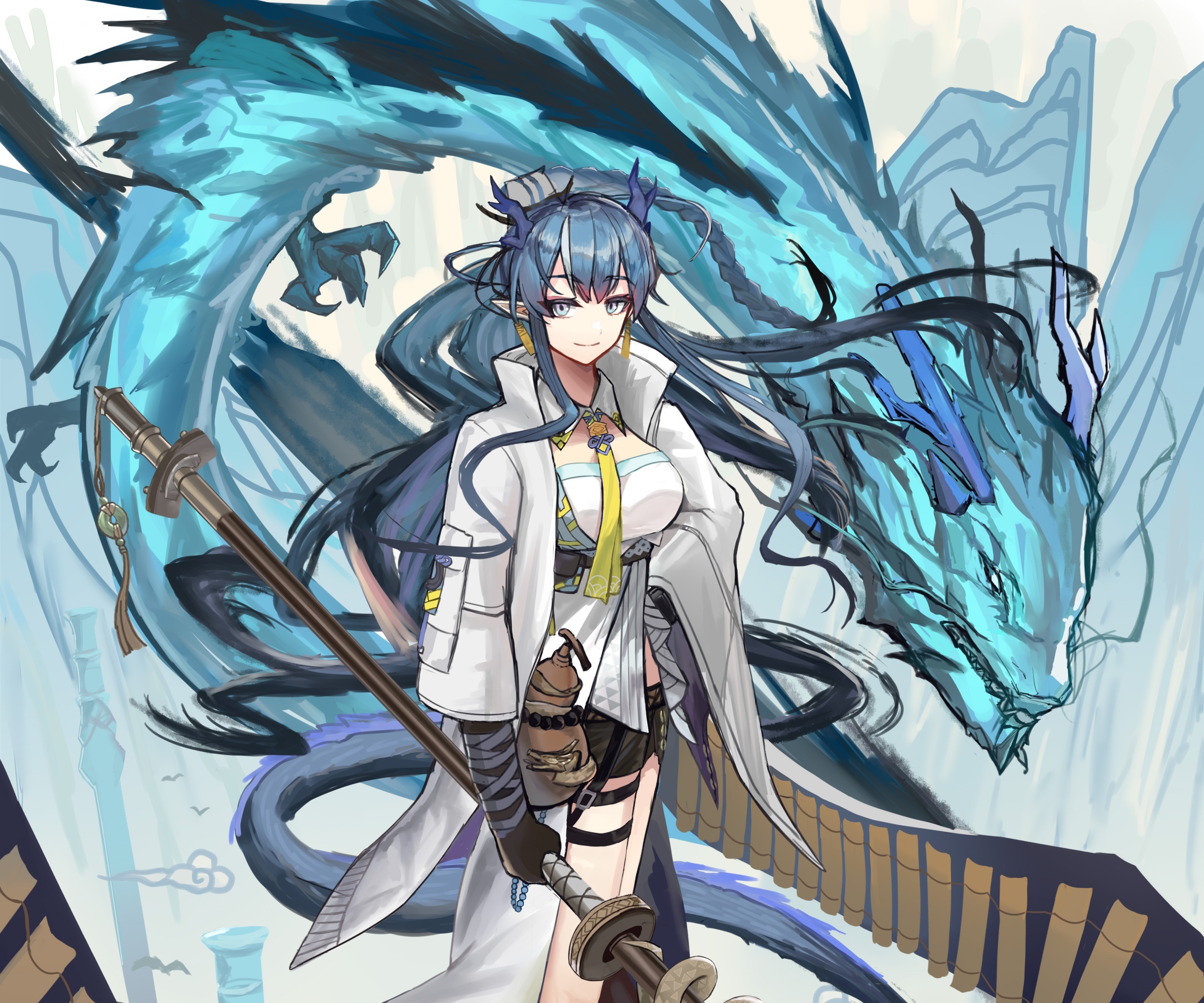 Ling from Arknights with a dragon HD Wallpaper