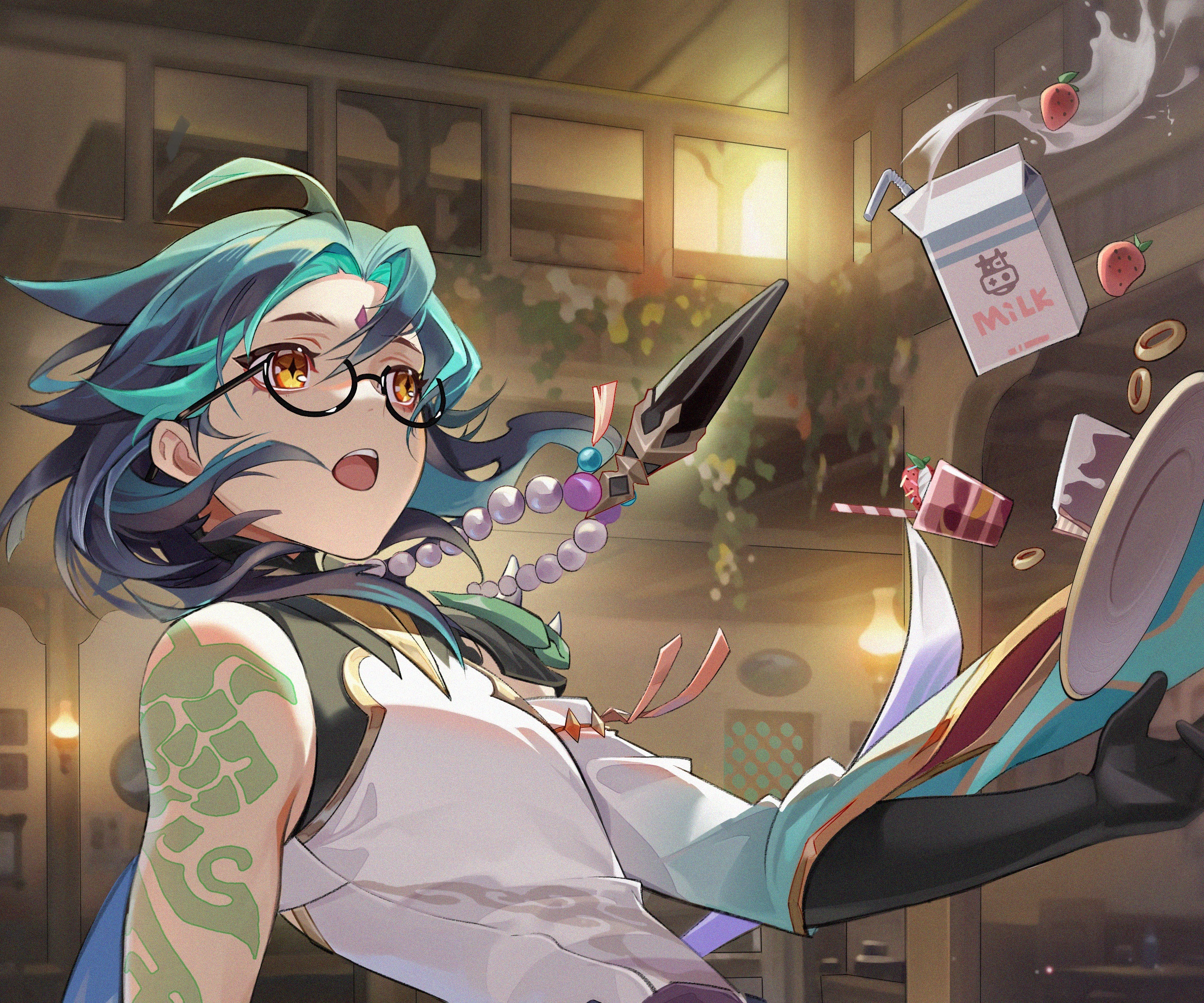 Xiao from Genshin Impact with glasses HD Wallpaper