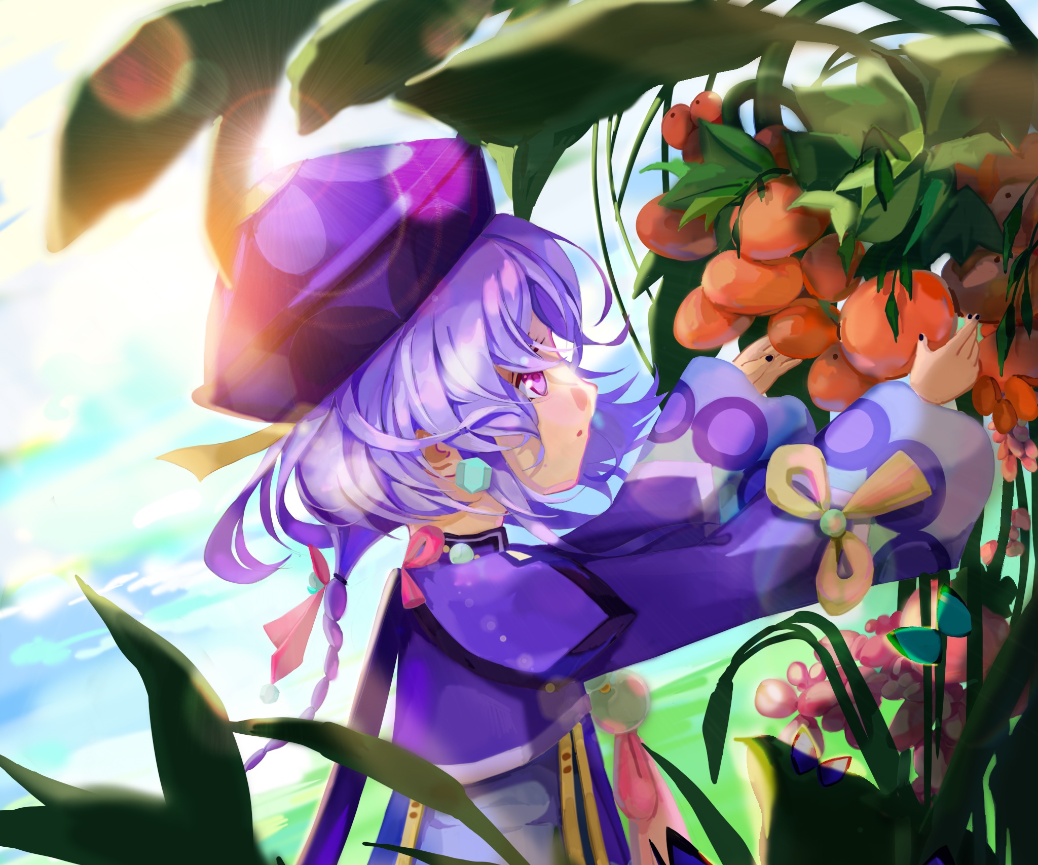 Qiqi from Genshin Impact in a garden HD Wallpaper