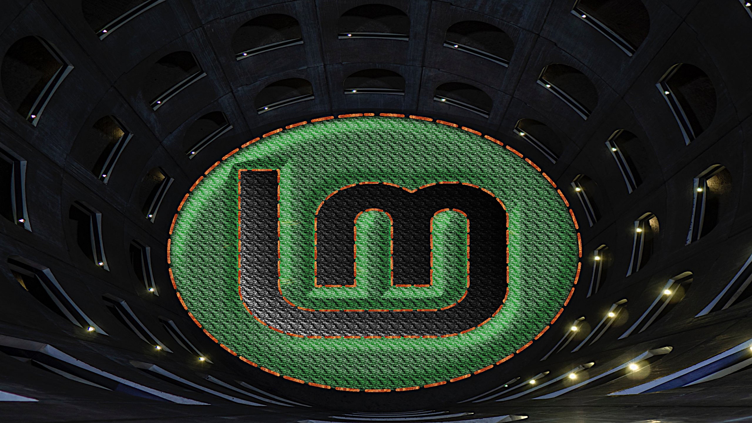 Linux Mint logo in a futuristic tunnel HD Wallpaper