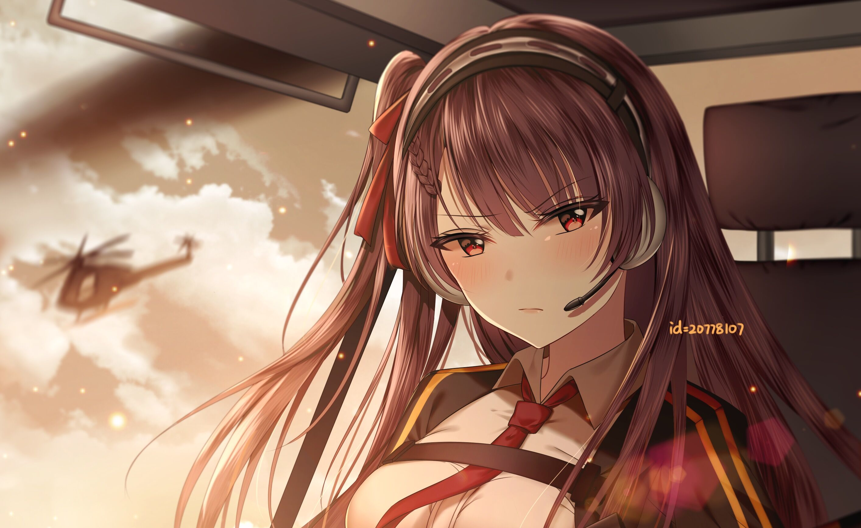 WA2000 from Girls Frontline with Helicopter HD Wallpaper