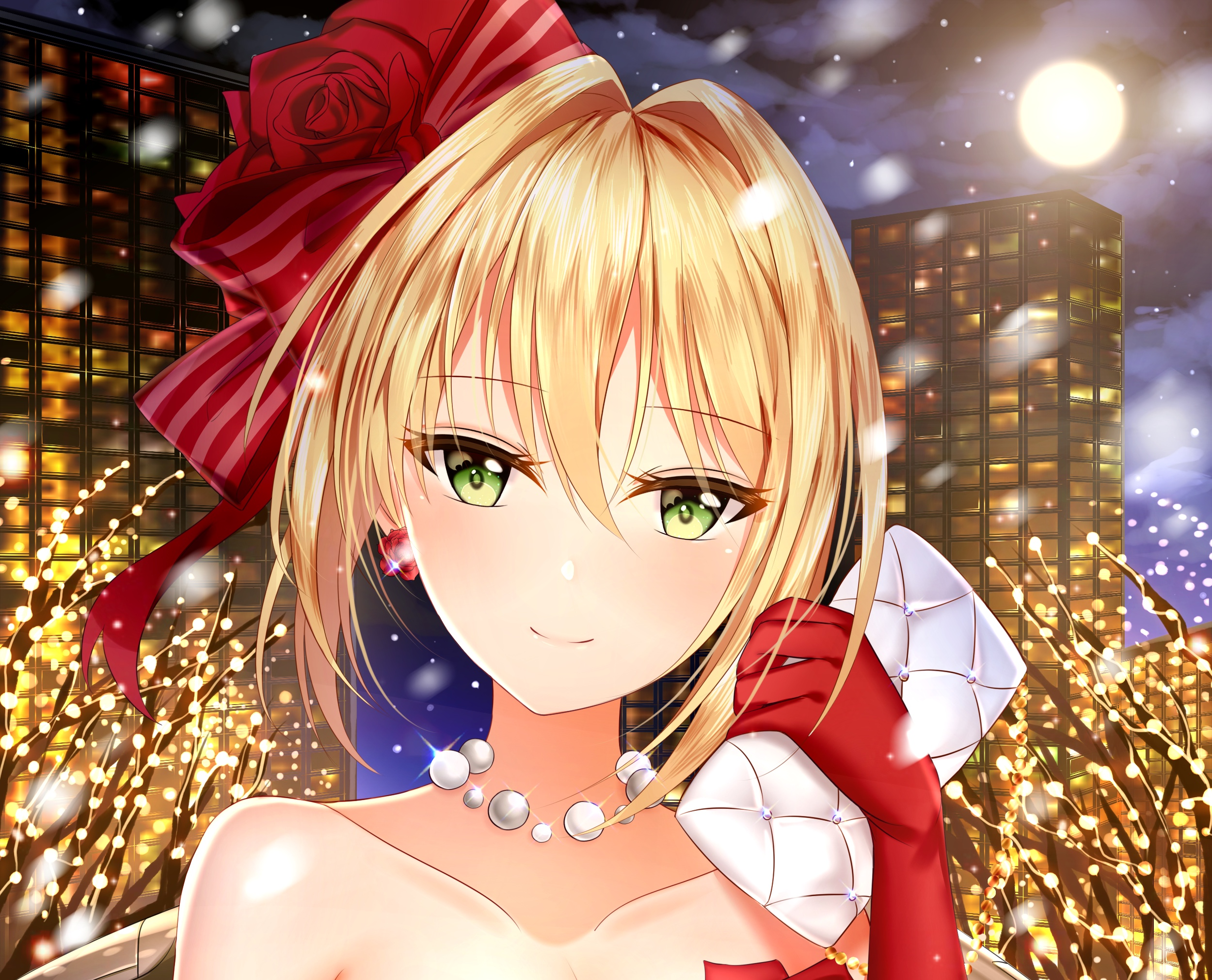 Nero Claudius from Fate/Grand Order in festive attire HD Wallpaper
