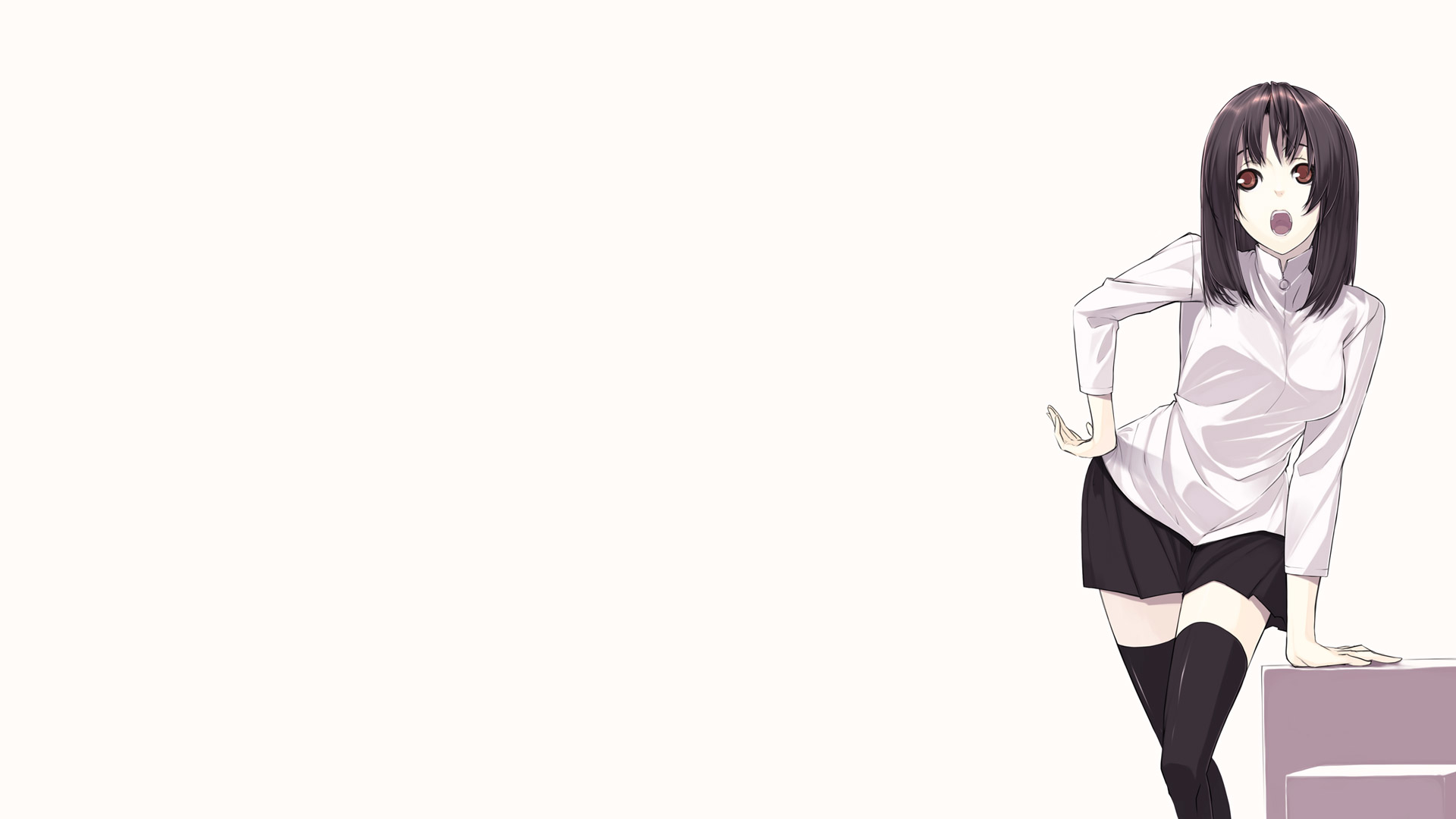 Anime girl with dark hair and red eyes HD Wallpaper