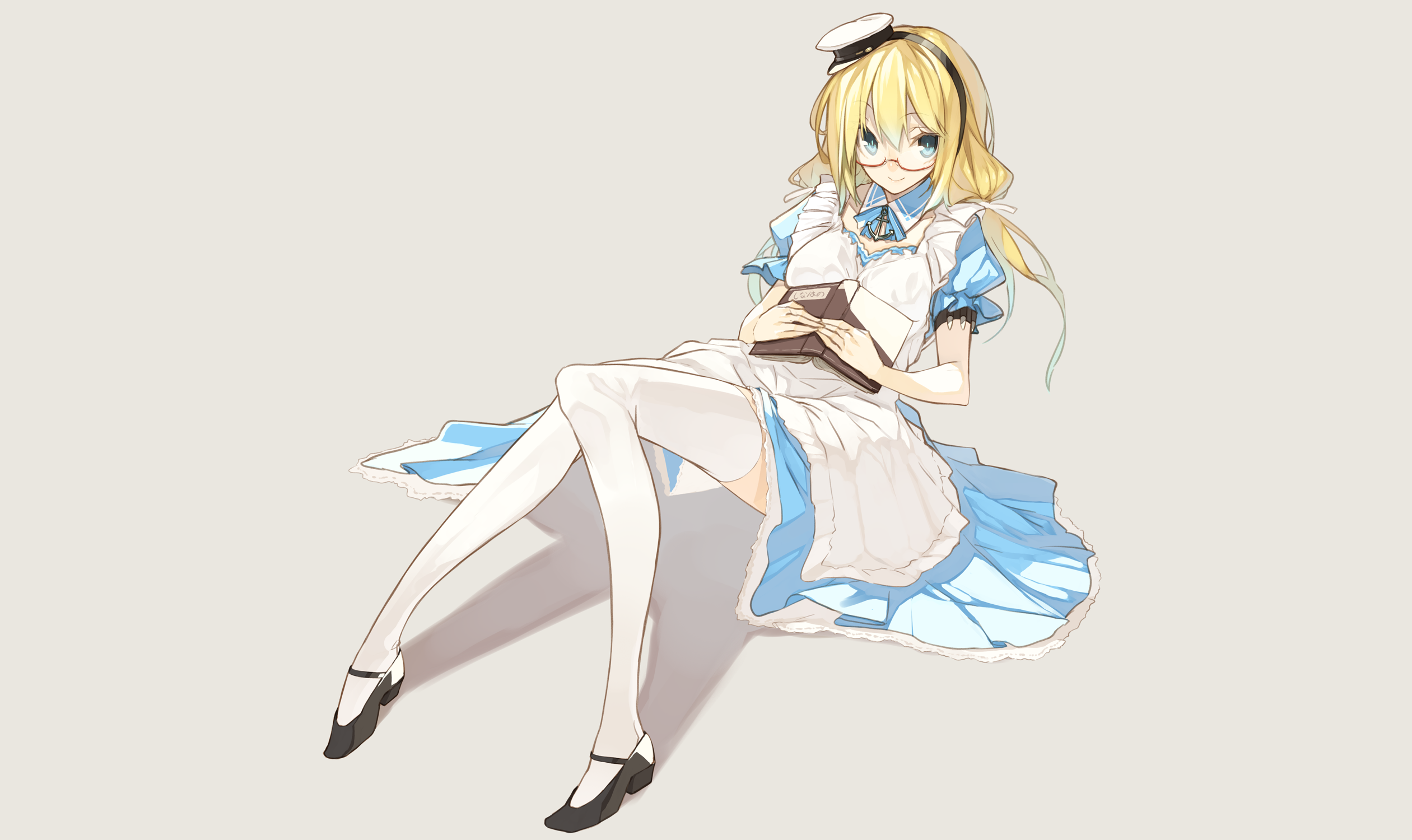 Kantai Collection girl in blue and white dress HD Wallpaper