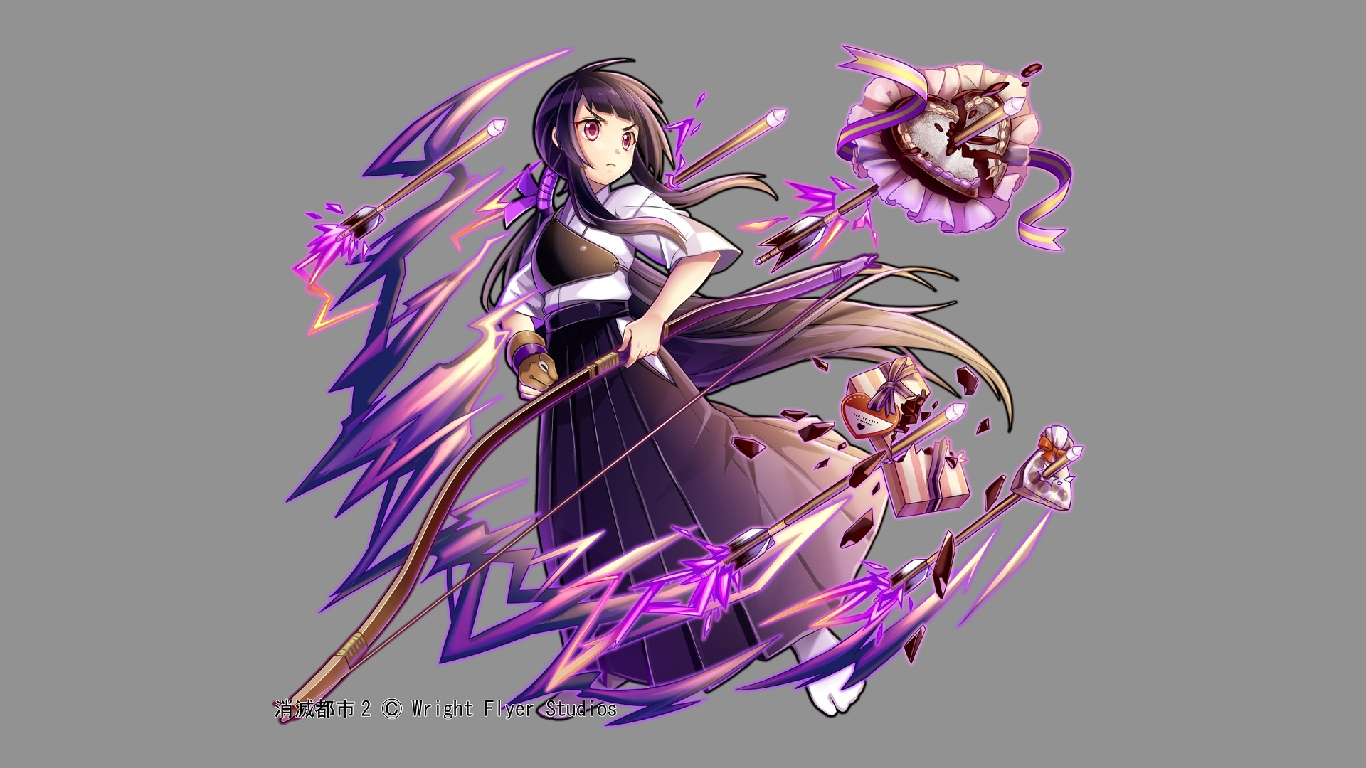 Girl with bow and arrows and magical effects HD Wallpaper